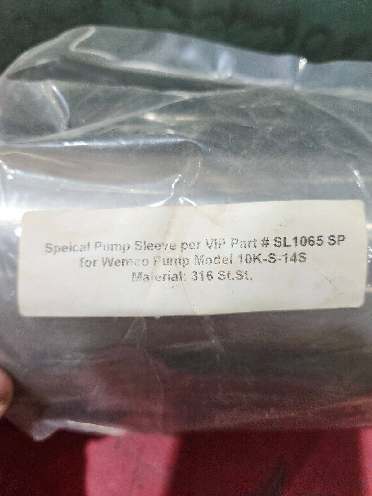 NEW IN BOX VIP SPECIAL PUMP SLEEVE SL1065 SP FOR WEMCO PUMP 10K-S-14S