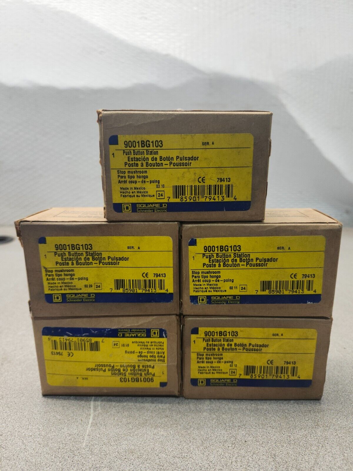 NEW IN BOX LOT OF 5 Square D Control Station Stop Push Button 600V 9001BG103