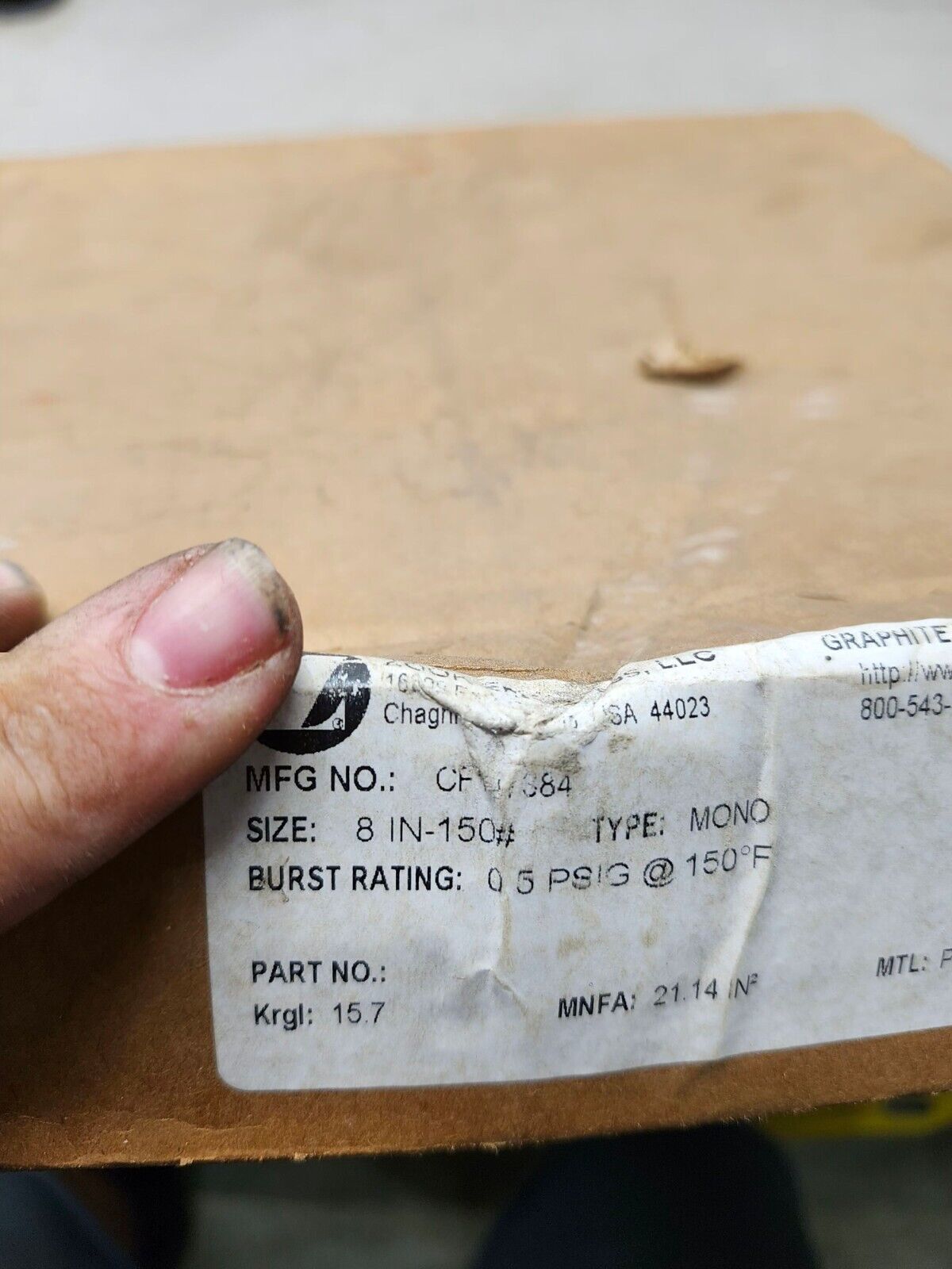 NEW IN BOX ZOOK 8" GRAPHITE RUPTURE DISC CF147384