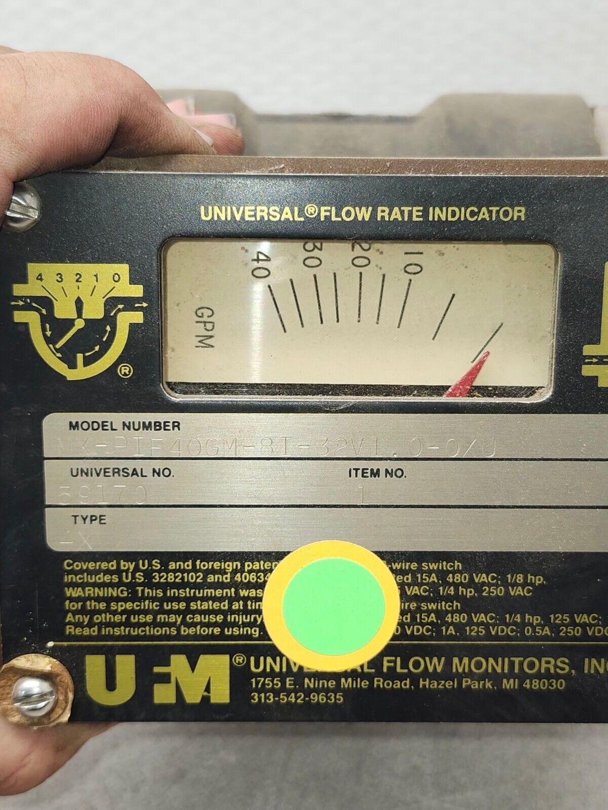 NEW NO BOX UFM UNIVERSAL FLOW MONITORS MX-PIF40GM-8I-32V1 0-0XU