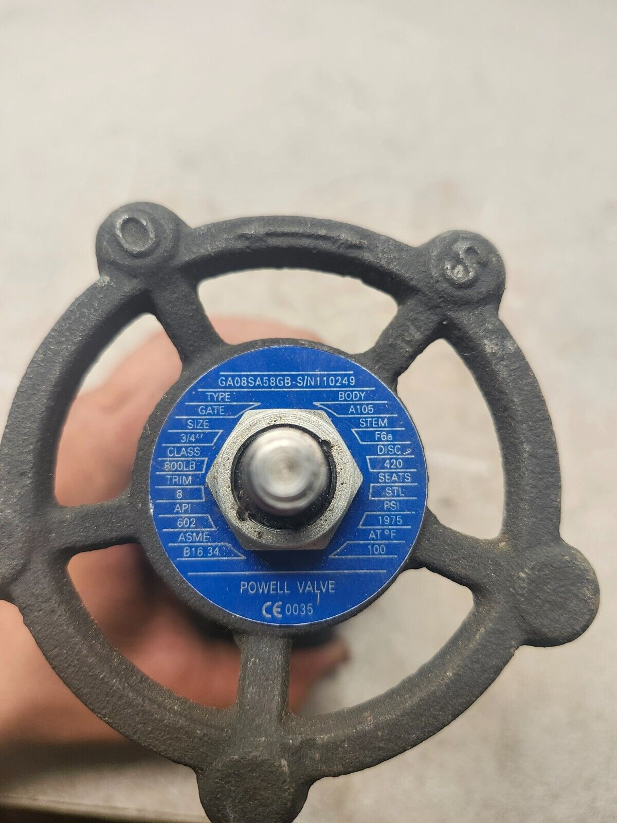 NEW NO BOX POWELL VALVE 1975PSI 3/4'' 100'F GA08SA58GB-S/N110249