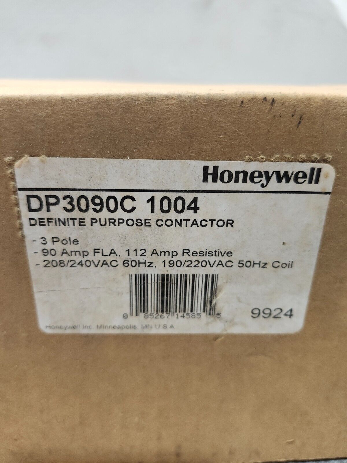 NEW IN BOX HONEYWELL CONTACTOR 3 POLE 90 FLA 208/240V 190/220V DP3090C 1004