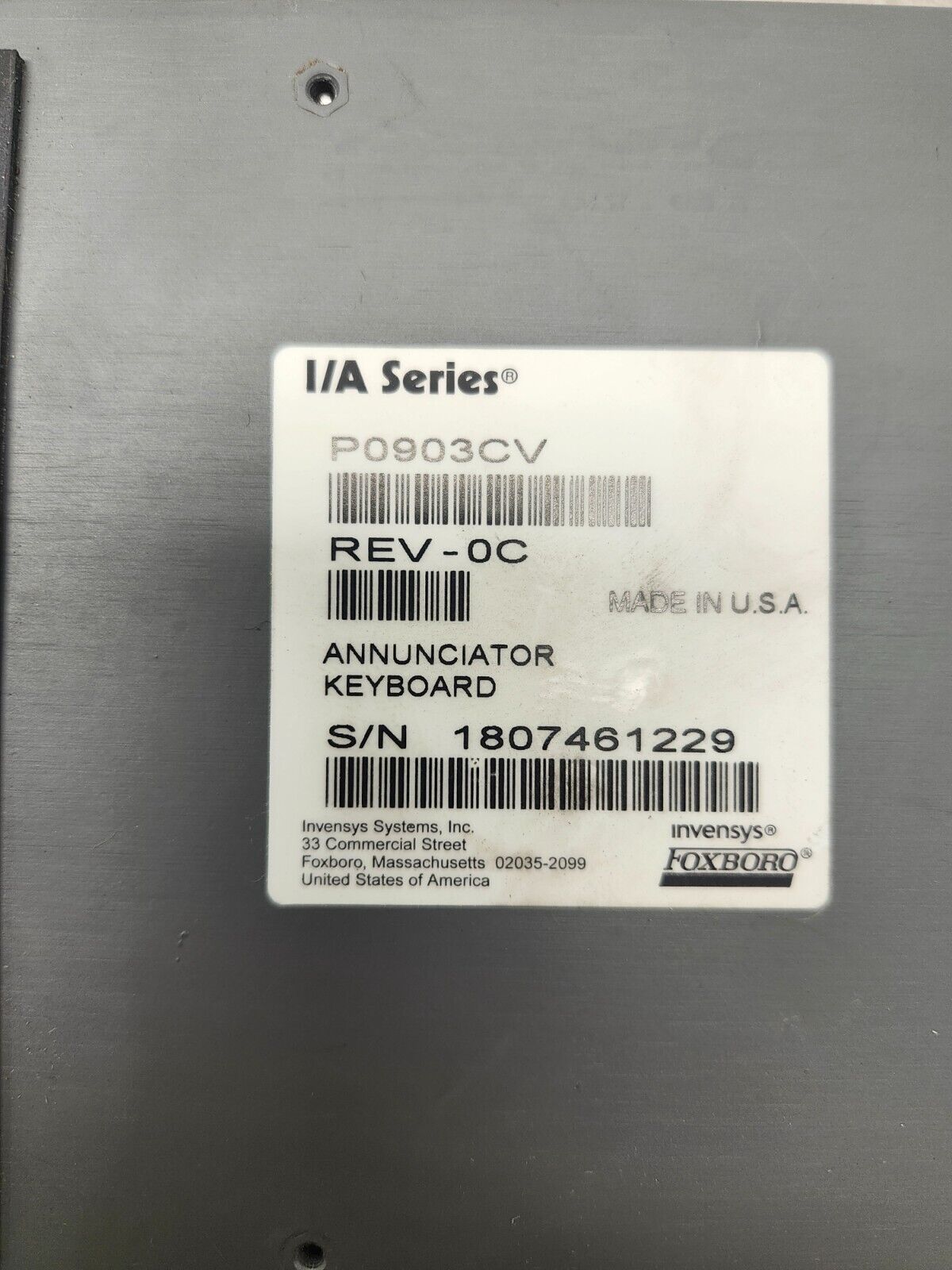 USED Foxboro Annunciator Keyboard I/A SERIES, Rev 0c, P0903CV