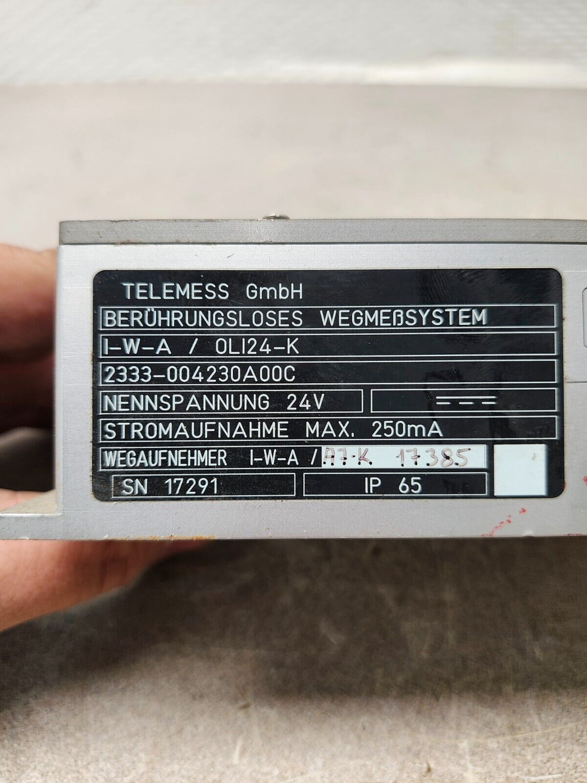 NEW NO BOX TELEMESS GMBH 24V, MAX 250MA, WEGMEBSYSTEM I-W-A/OLI24-K