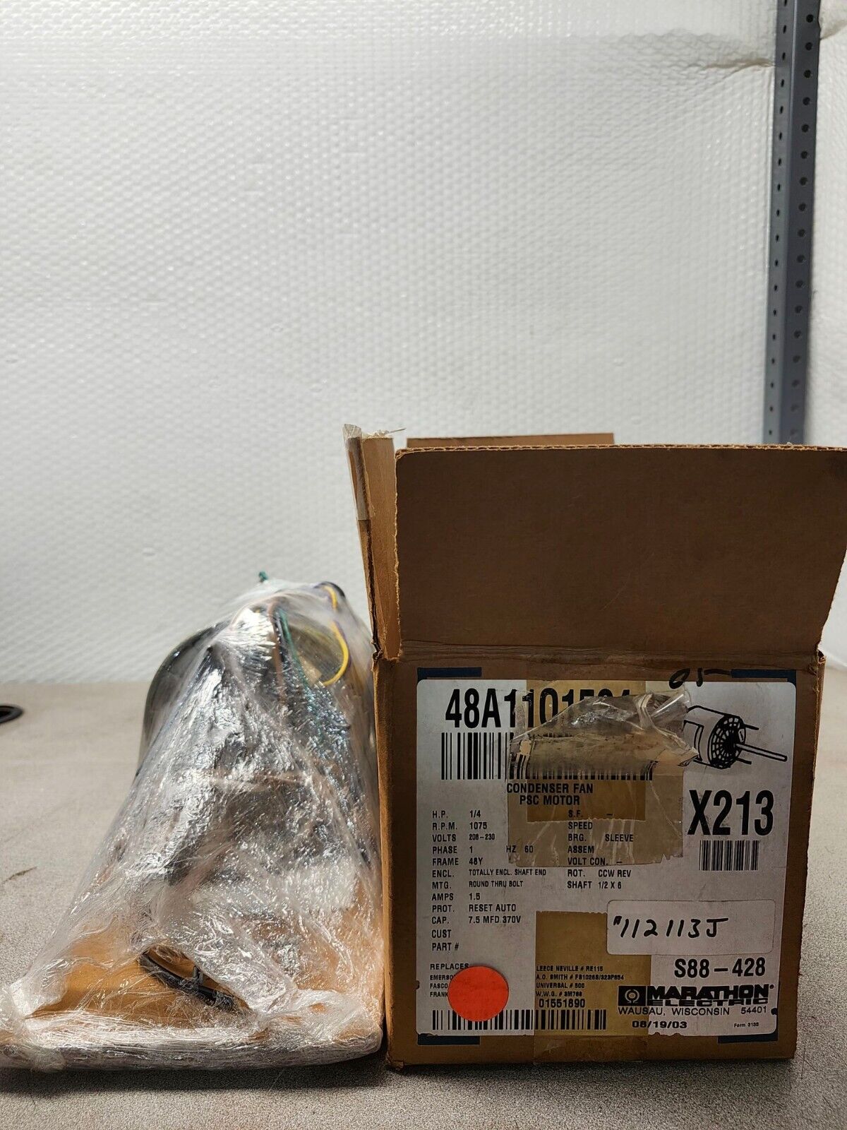 NEW IN BOX Marathon X213 230v 1/3 HP Condenser Fan Motor Capacitor 48A1101524