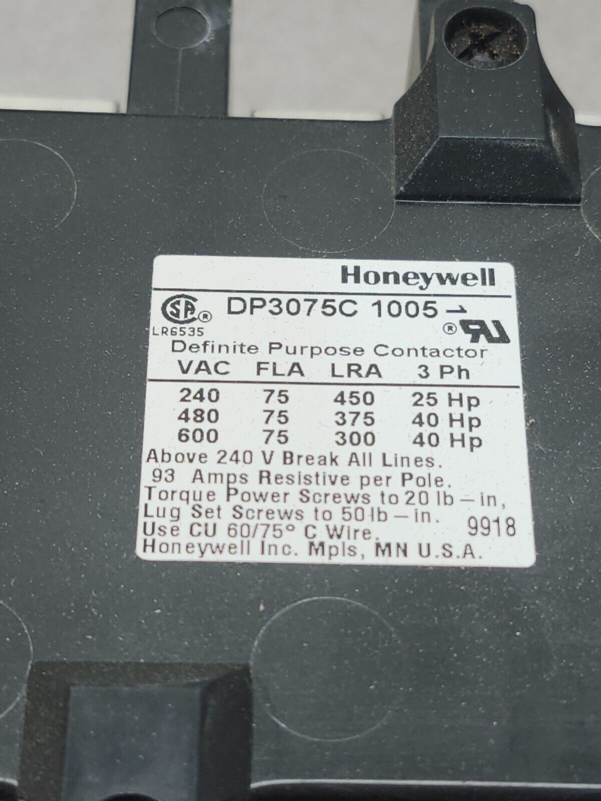 NEW IN BOX HONEYWELL CONTACTOR DP3075C 1005