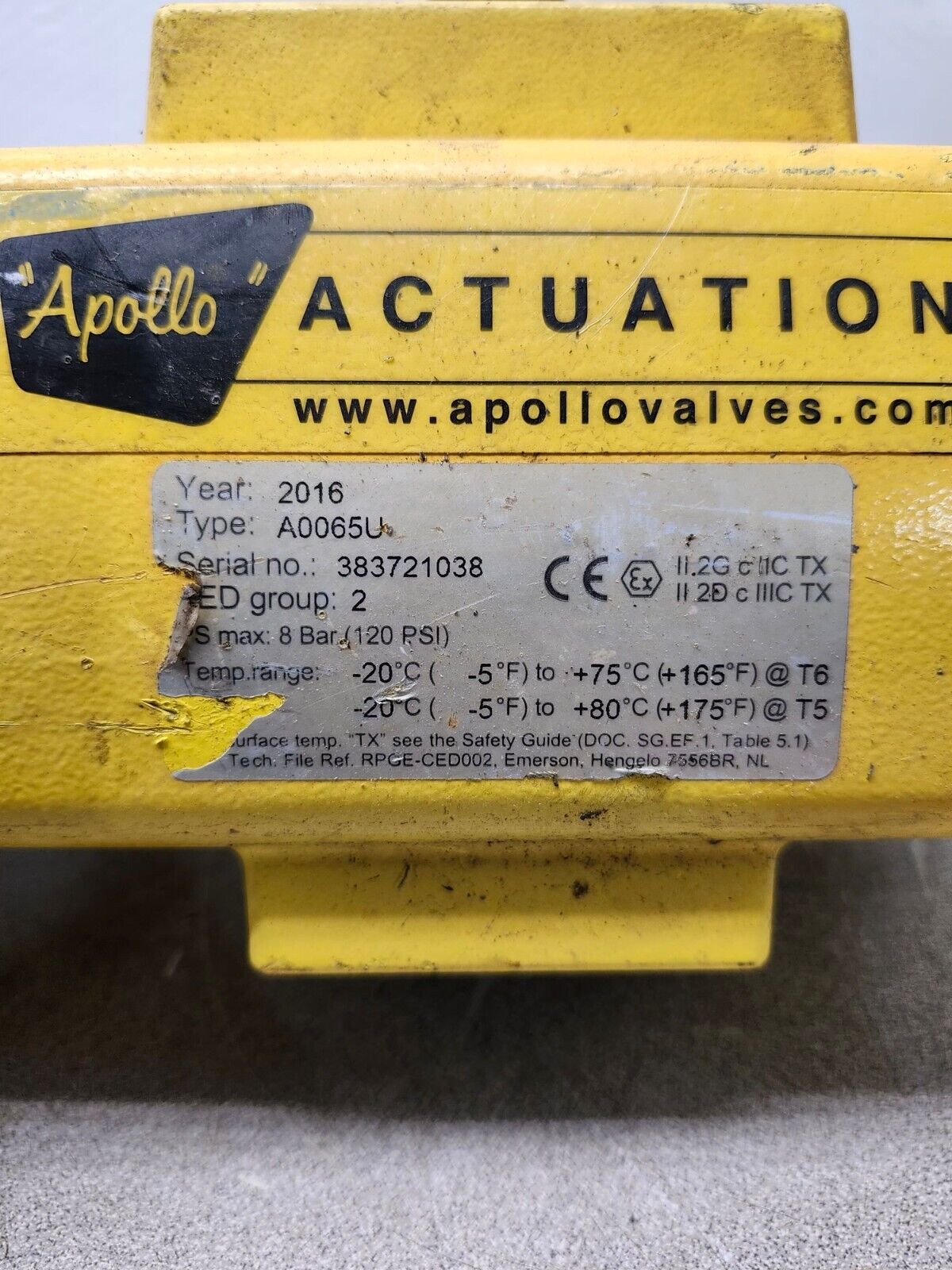 USED APOLLO VALVES ACTUATOR A0065U 383721038