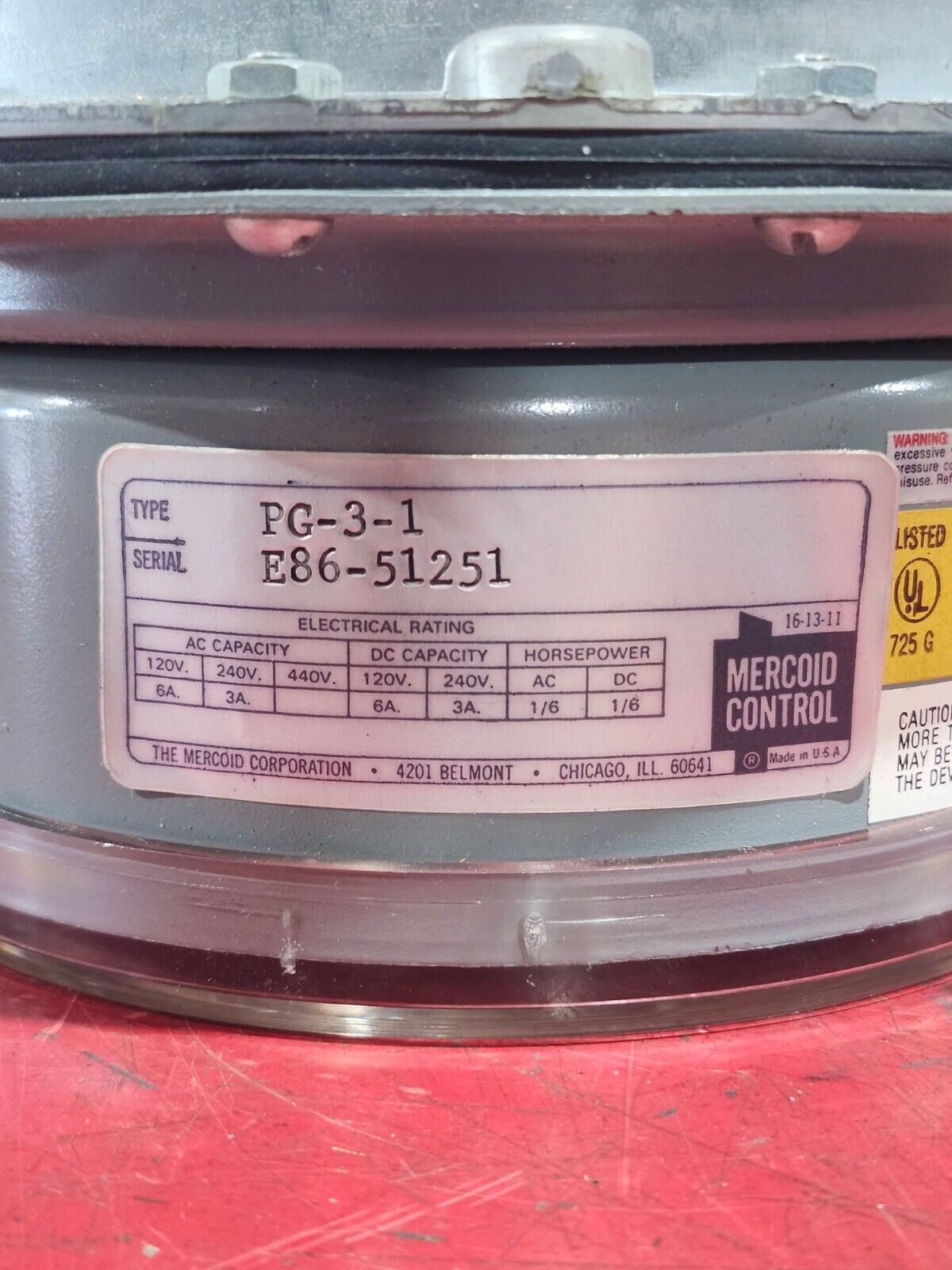 NEW IN BOX MERCOID PRESSURE SWITCH PG-3-1