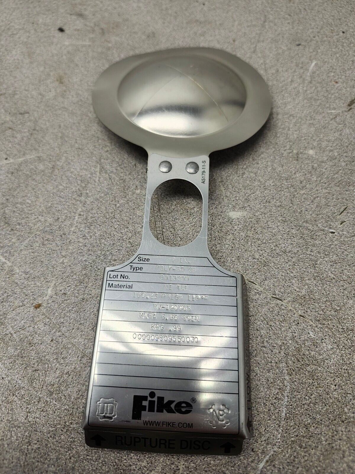 NEW FIKE RUPTURE DISC MNFA 3.36 SQINKRG.99 2" TYPE POLY-SD CD