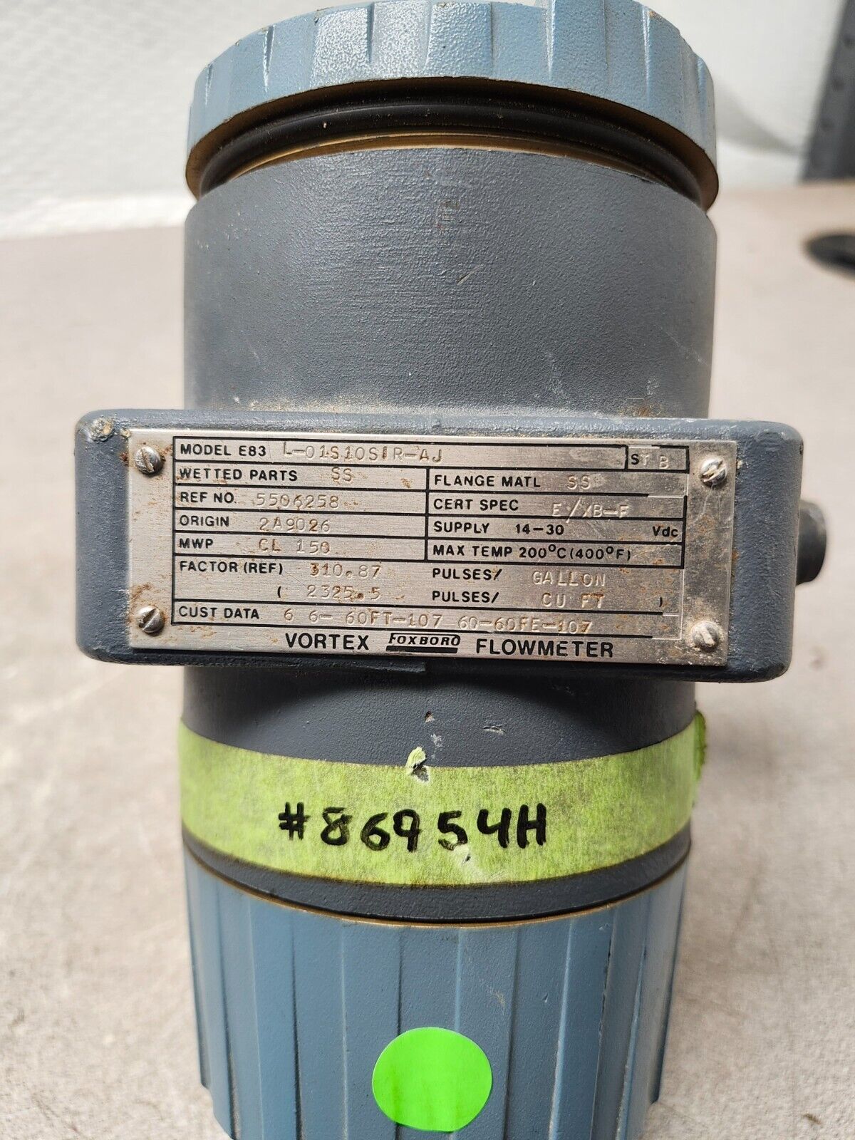 USED FOXBORO VORTEX FLOWMETER MODEL E83 L-01S10SIR-AJ