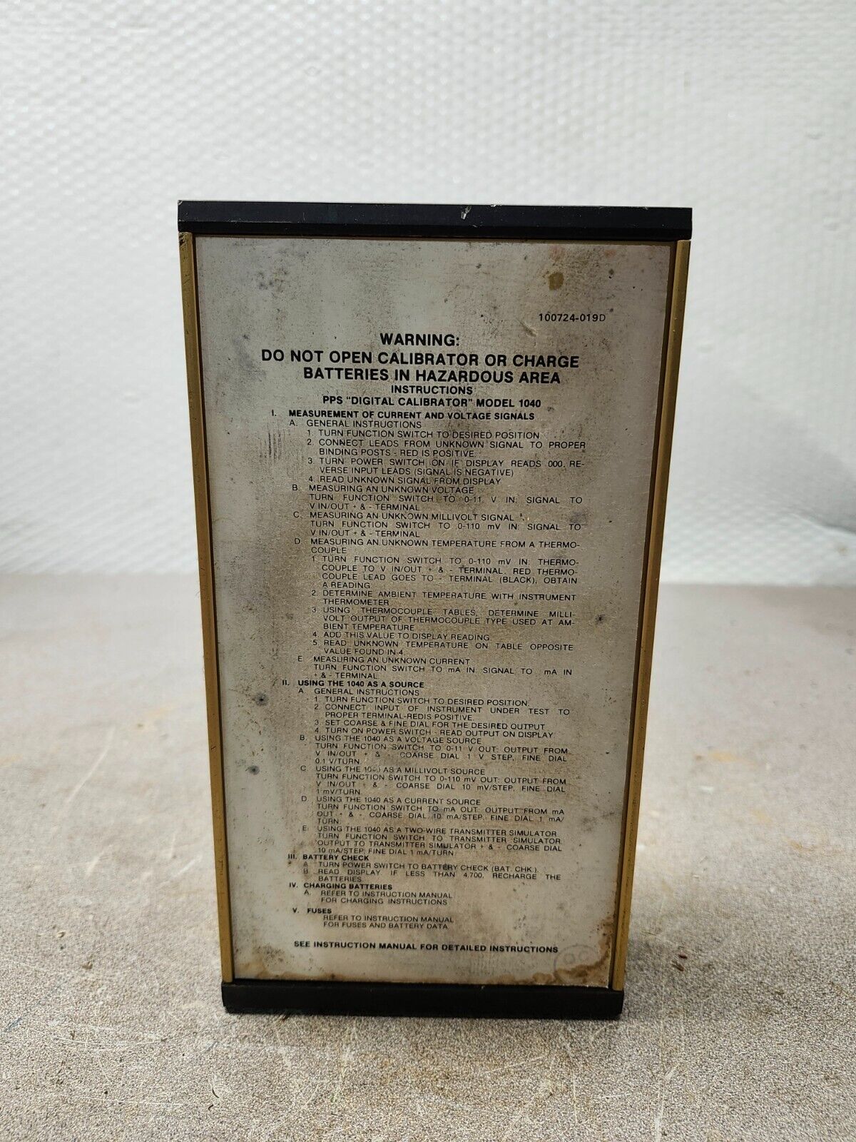 USED Transmation PPS DIGITAL CALIBRATOR model 1040