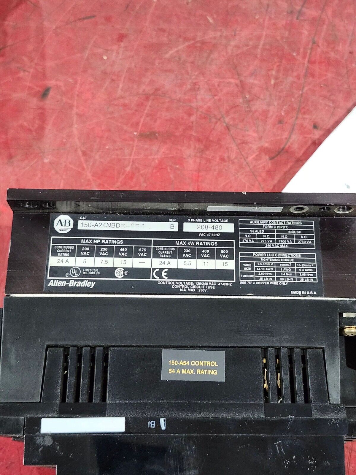 USED ALLEN BRADLEY MOTOR CONTROL 150-A24NBDE-8E4