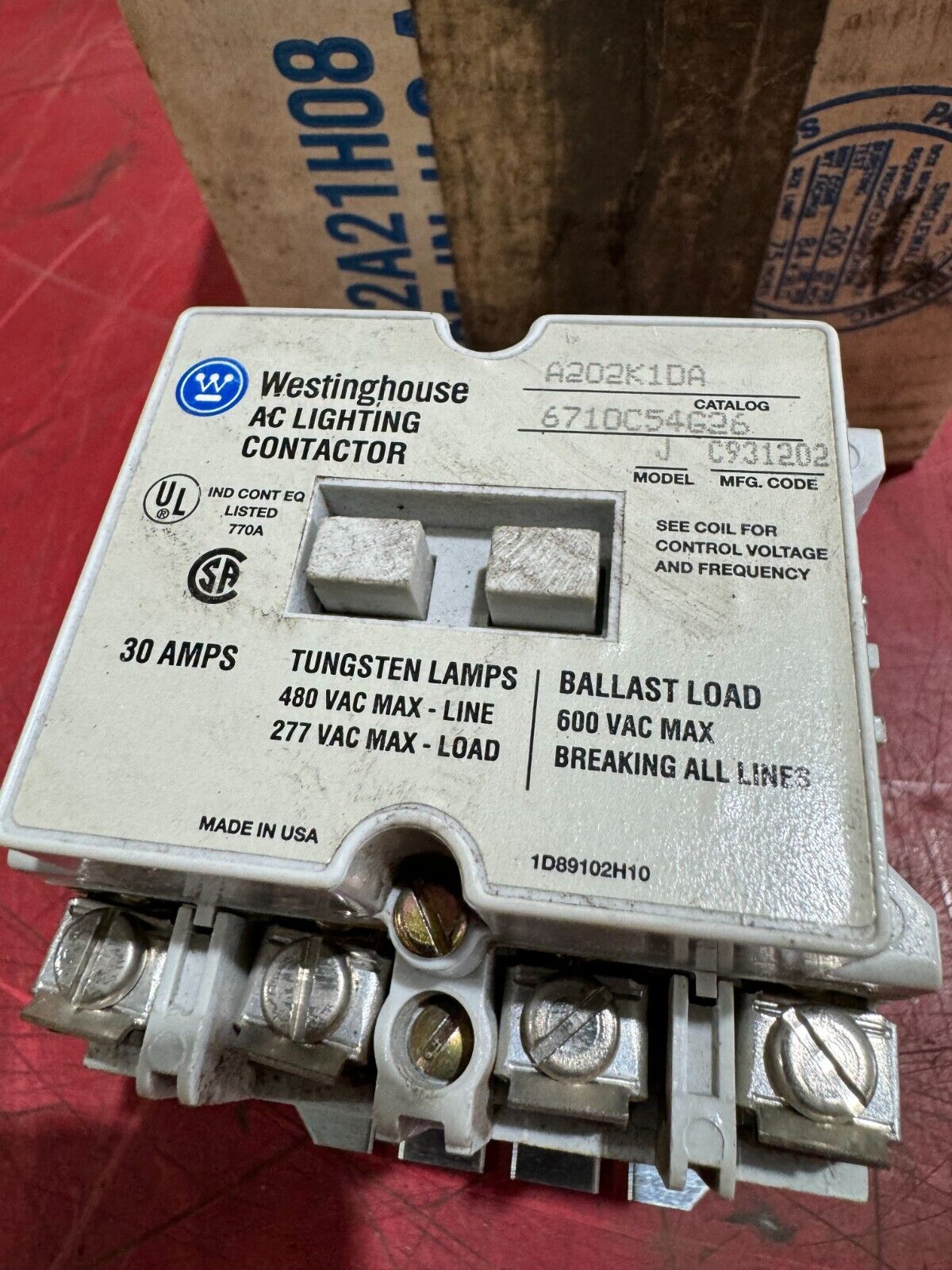 NEW WESTINGHOUSE SIZE 1 LIGHTING CONTACTOR 110/120V. COIL A202K1DA MODEL J