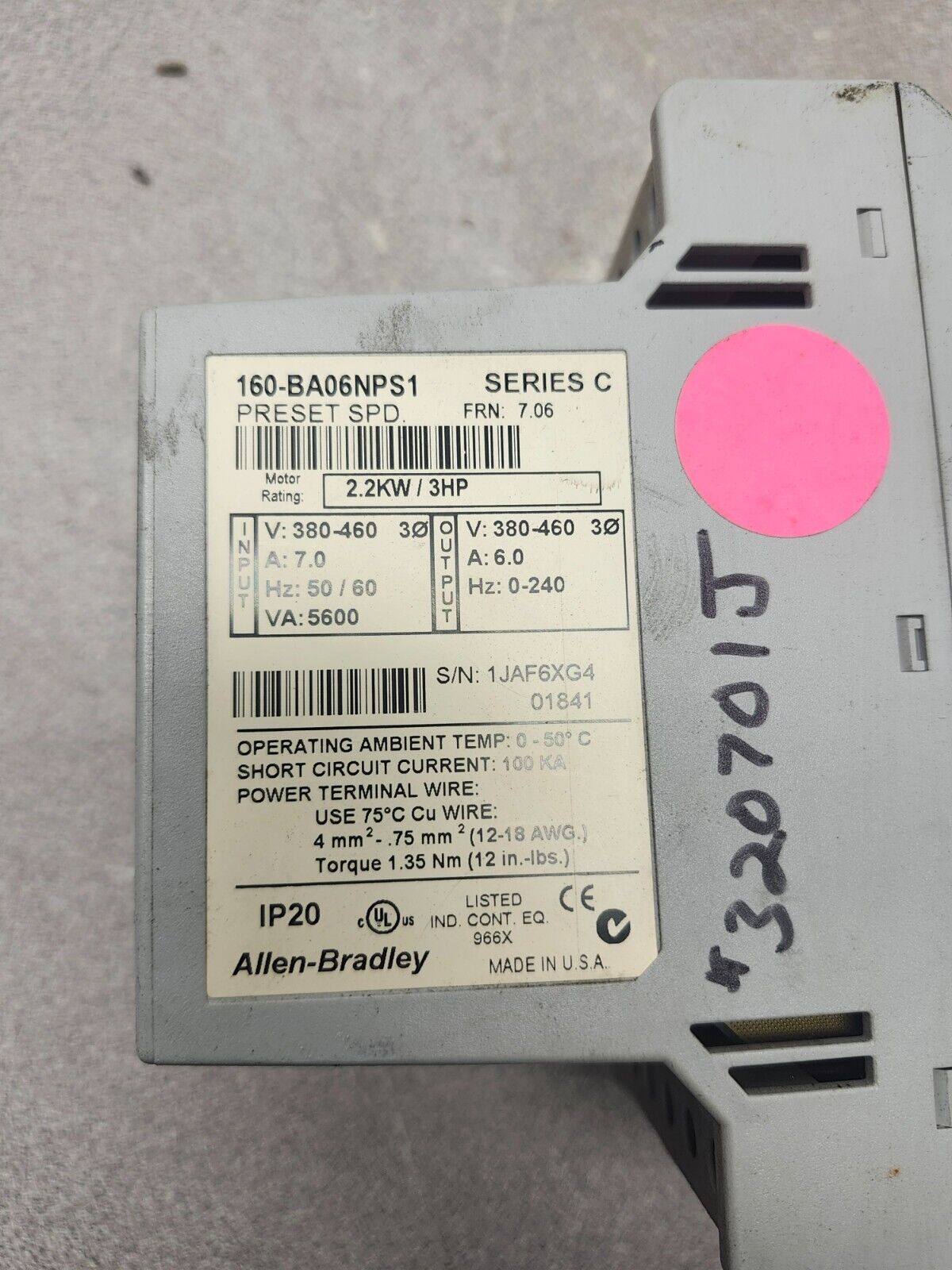 USED ALLEN BRADLEY CROM WORKING SYSTEM SER C 160-BA06NPS1