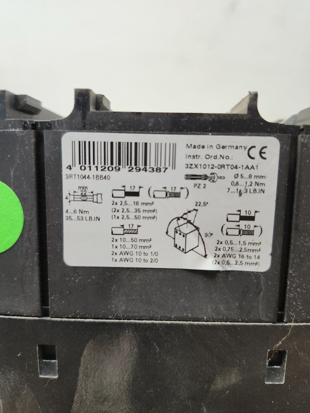 USED Siemens Contactor 3RT1044-1B