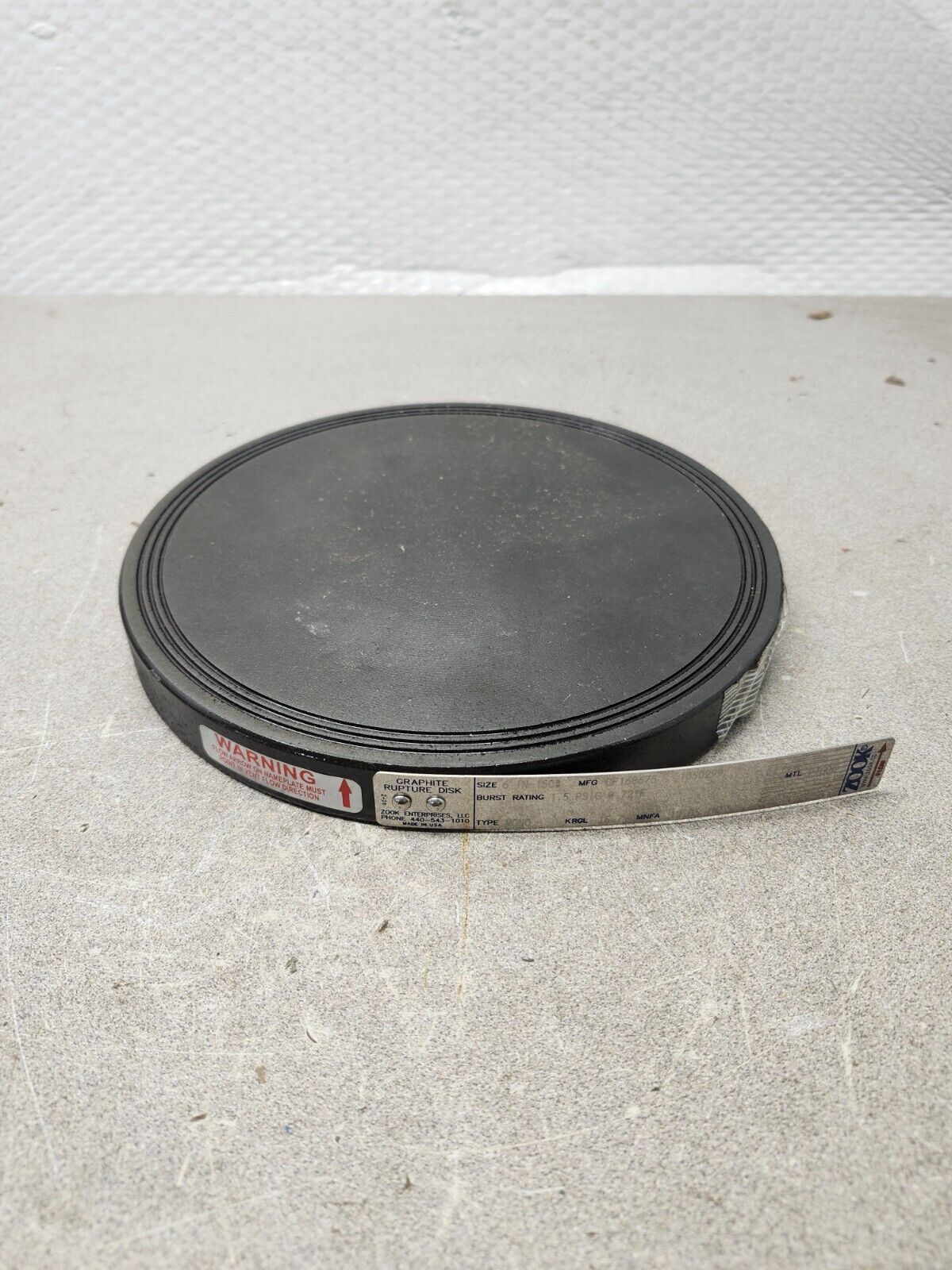 NEW NO BOX Zook Enterprises Diameter Graphite Rupture Disk 6'' 1.5PSIG TYPE M0N0