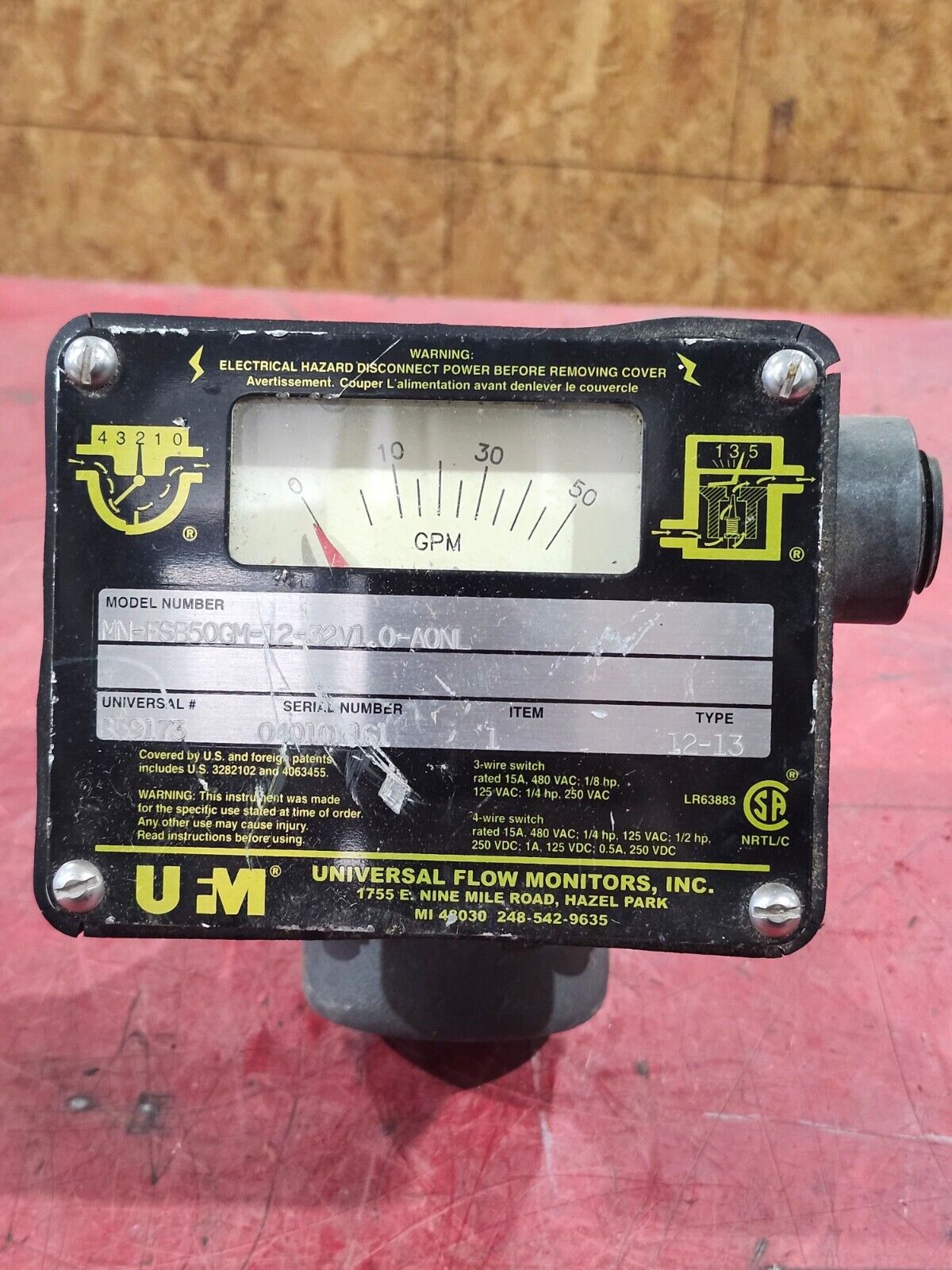 NEW NO BOX UFM UNIVERSAL FLOW MONITOR MN-FSB50GM-12-32V1.0-A0NL