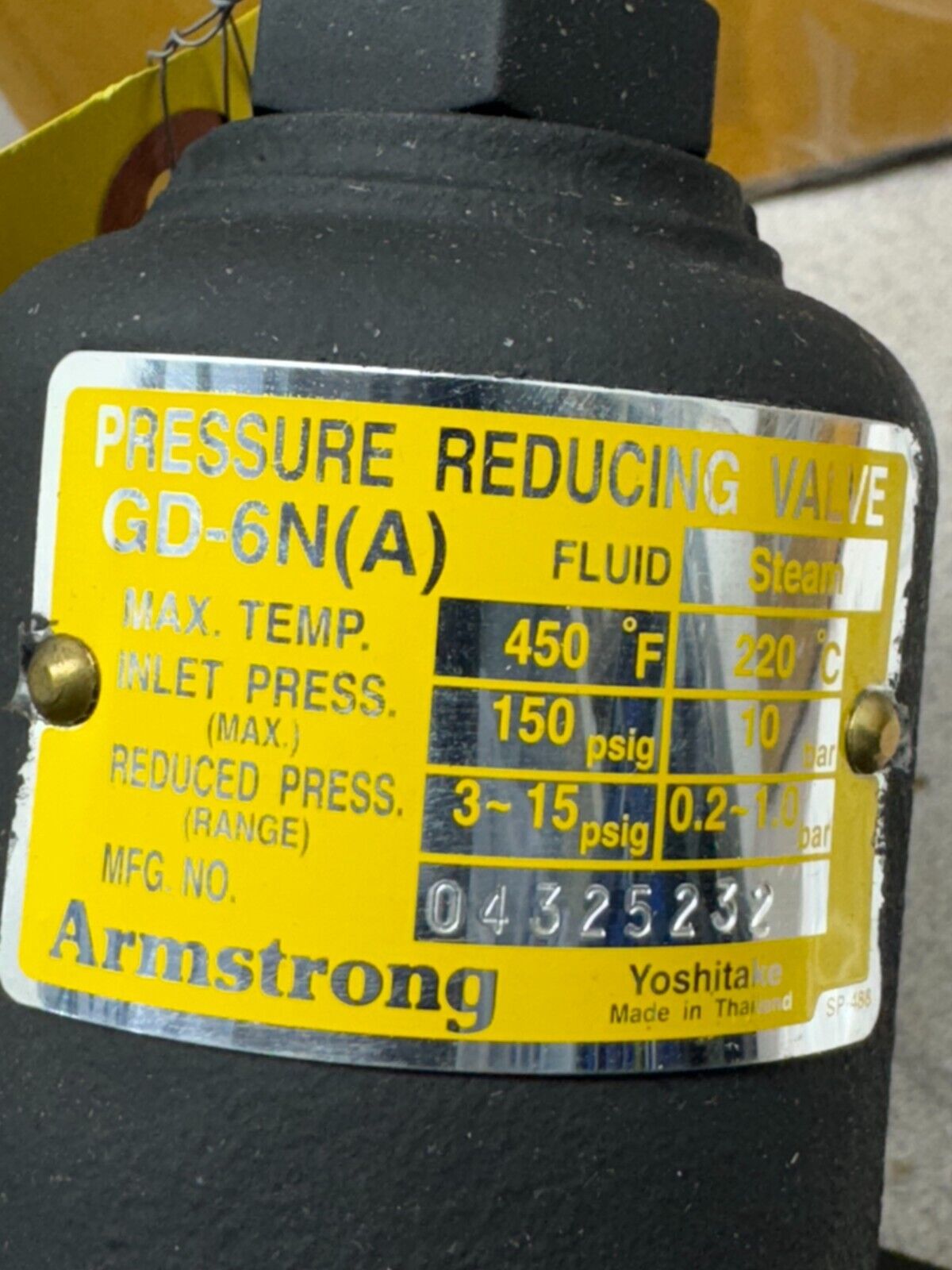 NEW ARMSTRONG 1" PRESSURE REDUCING VALVE 3-15PSIG. GD-6N(A)