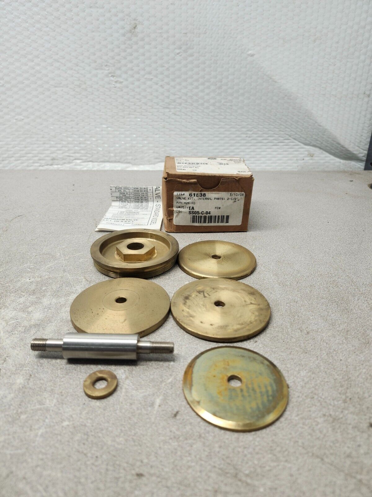 NEW IN BOX GENERAL ELECTRIC INTERNAL METAL VALVE REPAIR PARTS 2-1/2'' 426-RG