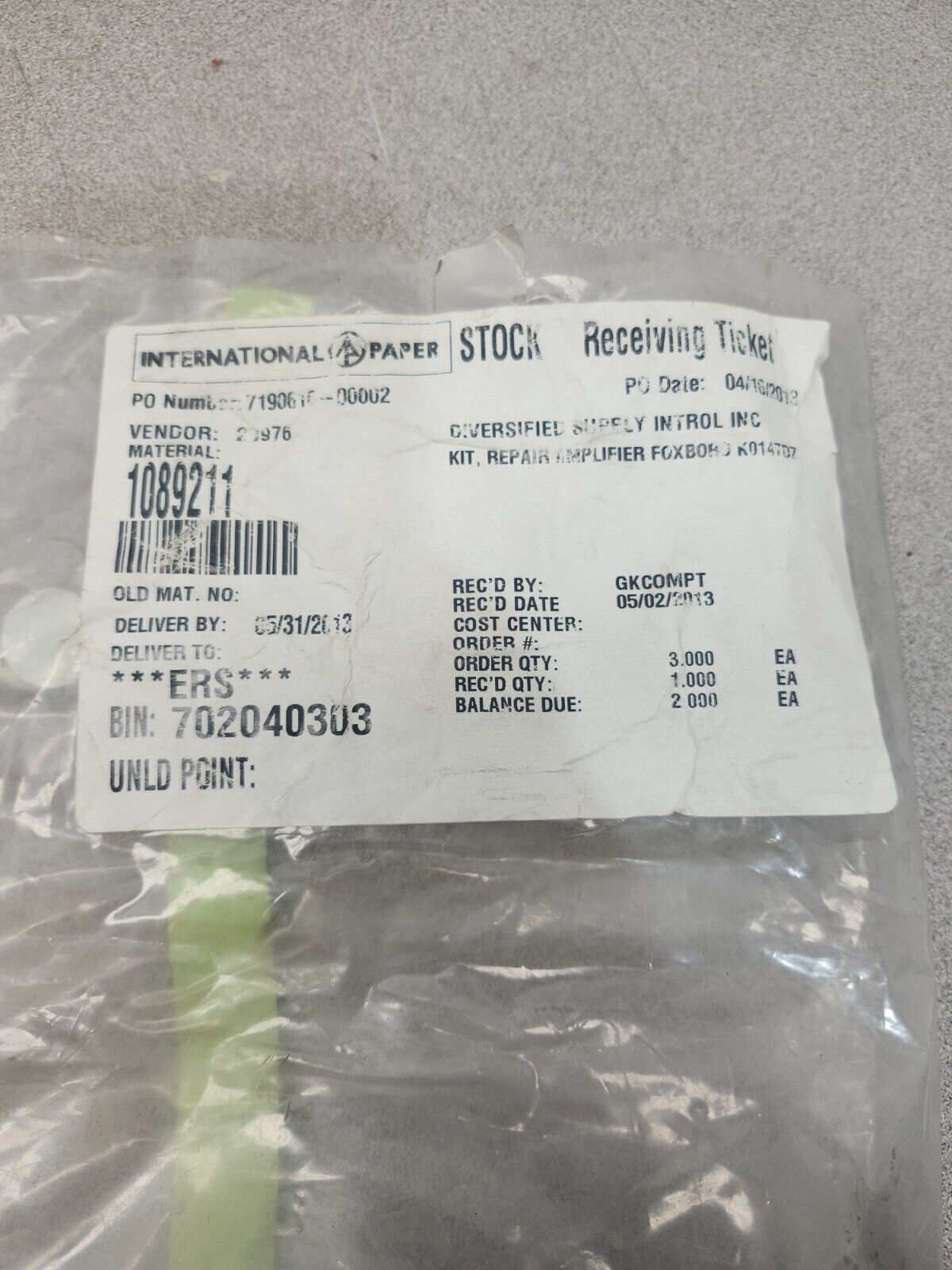 NEW IN BAG FOXBORO KIT REPAIR AMPLIFIER K0147D7