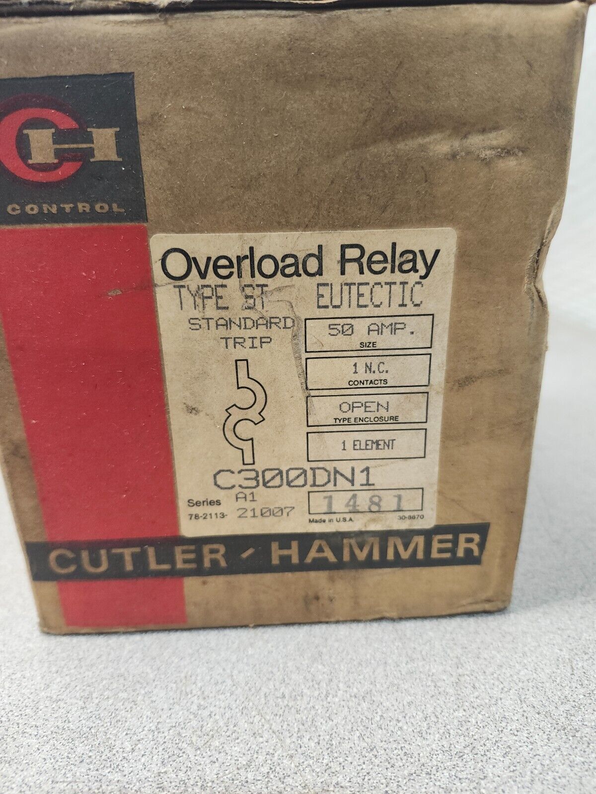 NEW IN BOX CUTLER HAMMER Overload Relay C300DN1