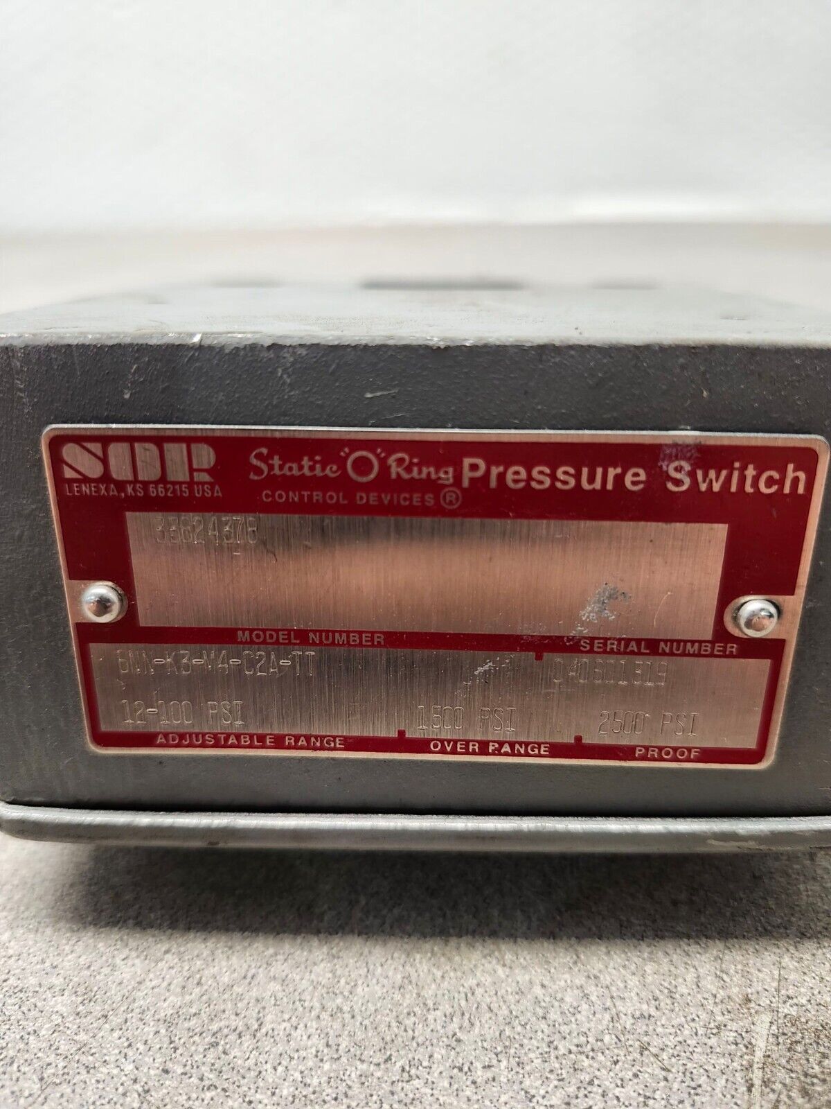 USED NO BOX Sor Pressure Switch 12-100psi 6NN-K3-M4-C2A-TT