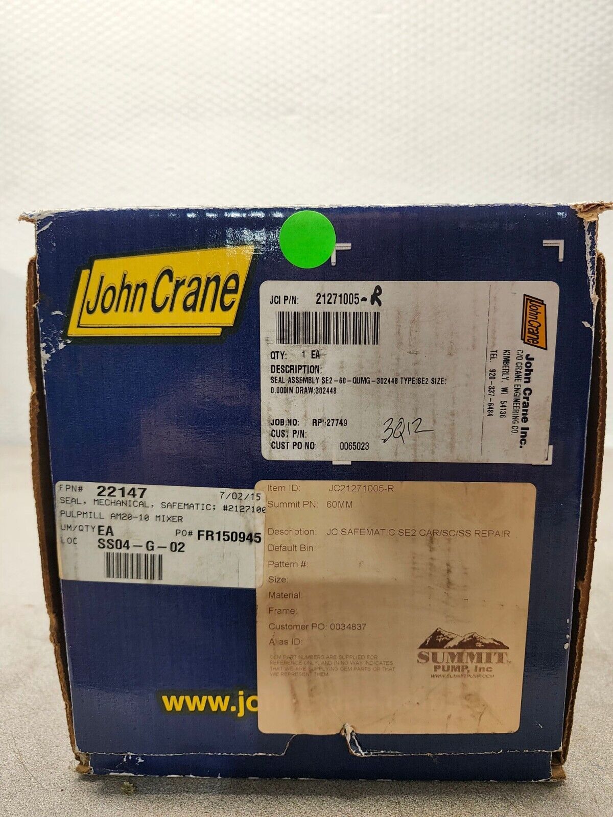 NEW IN BOX JOHN CRANE SEAL ASSEMBLY SE2-60-QUMG-302448