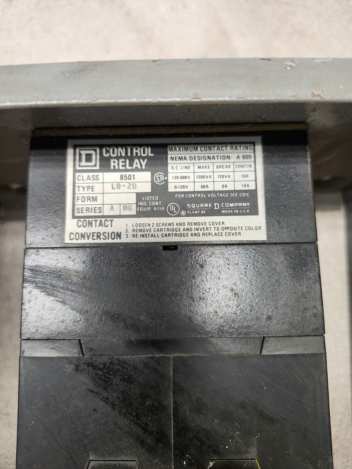 NEW Square D Class Enclosure Type UE.7 8501 WITH Control Relay SER 8501 L0-20