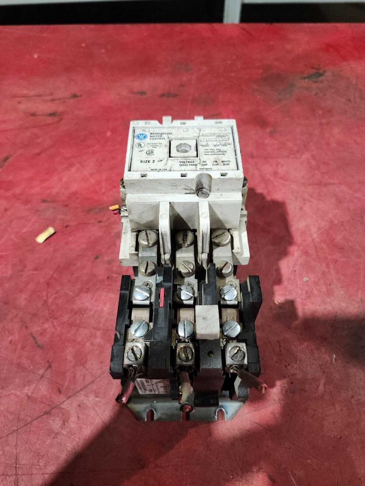 USED WESTINGHOUSE MOTOR CONTROL SIZE 2, 3-POLES A200M2CAC W/ THERMAL RELAY BA23