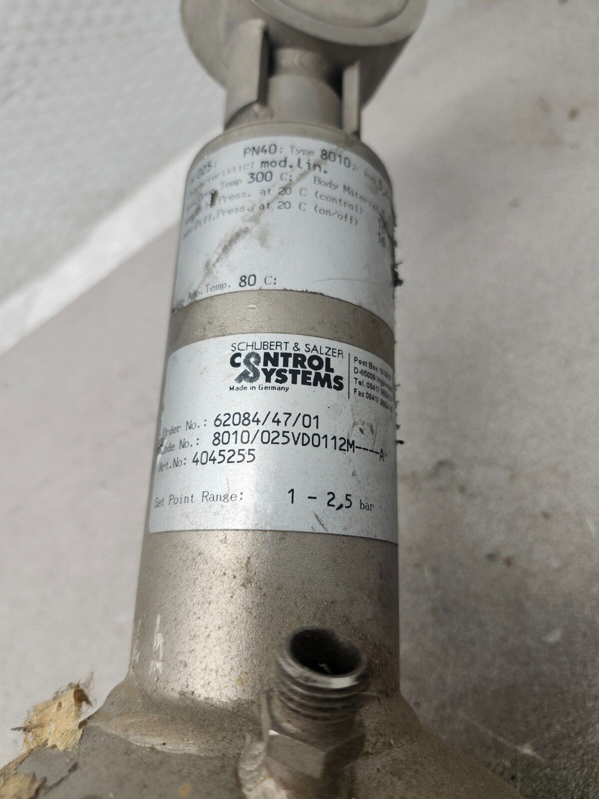 USED SCUBERT&SALZER CONTROL SYSTEMS Actuator VALVE 8010/025VD0112M