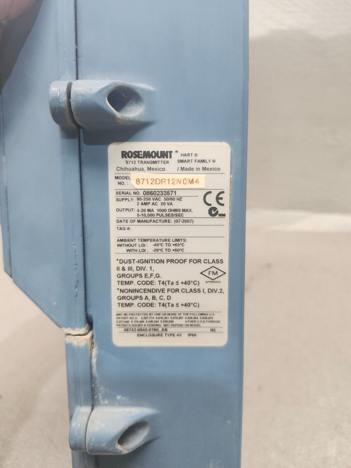 USED Rosemount Smart Hart Magnetic Flow Transmitter 90-250v-ac 8712DR12N0M4