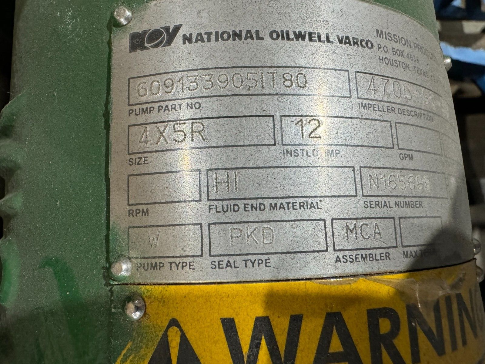 NEW NATIONAL OILWELL 4X5R -12 PUMP MISSION 609133905IT80 IMPELLER 4705-80-30