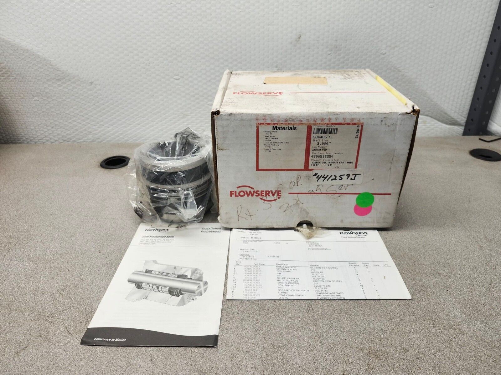 NEW IN BOX Flowserve Double Inside/Outside Cartridge MRA Seal 3" Shaft 223629PSP