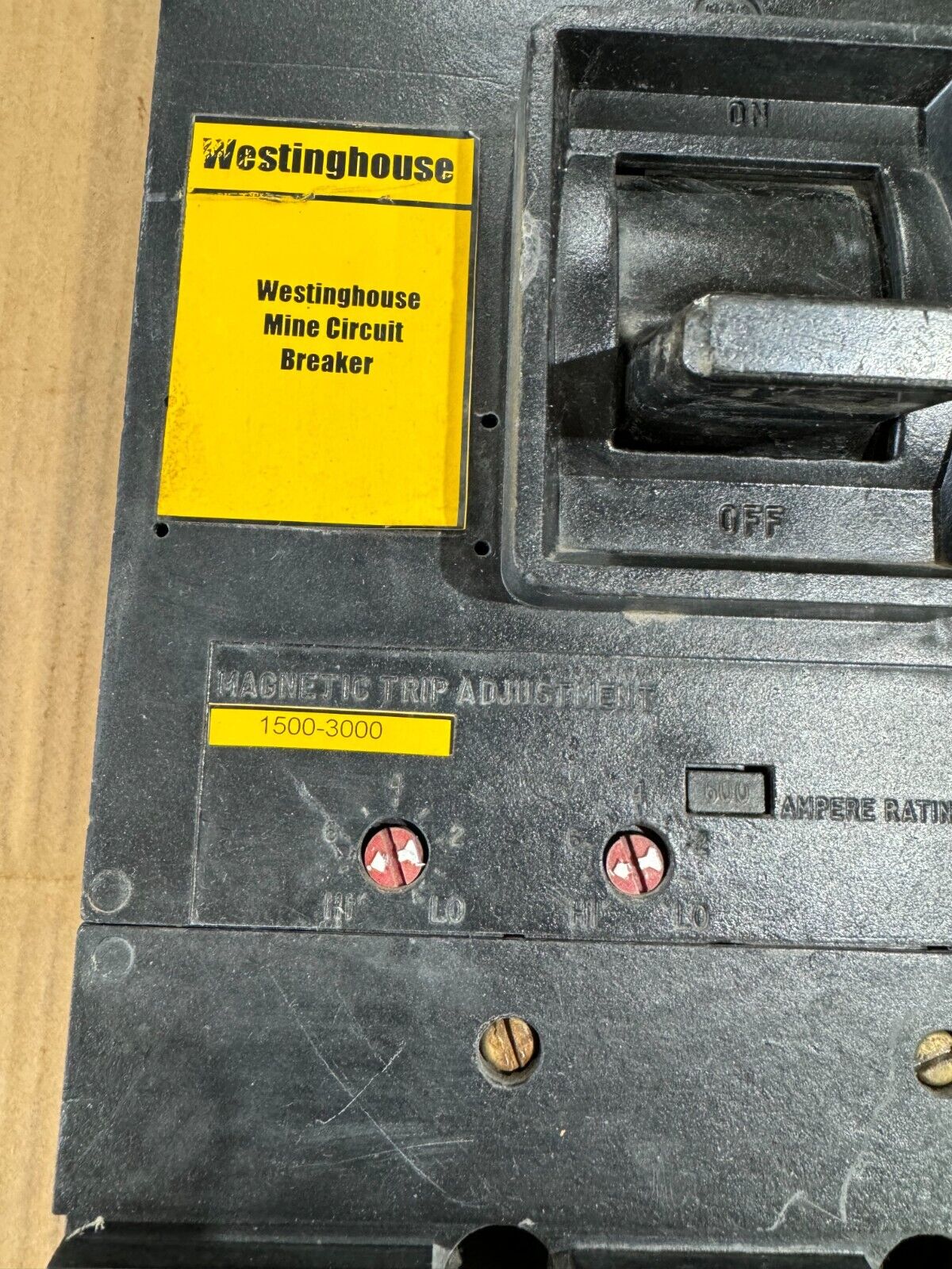 UNUSED SURPLUS WESTINGHOUSE 600AMP MINING CIRCUIT BREAKER 600V.