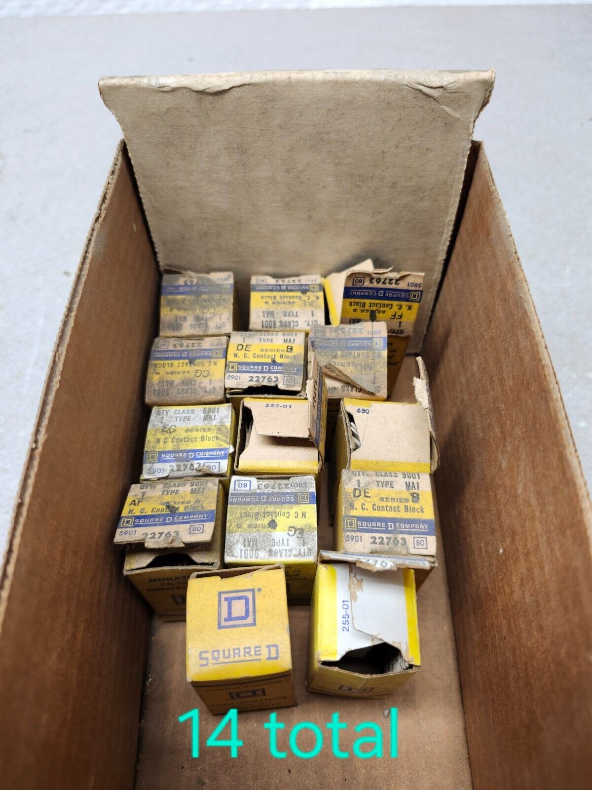 NEW IN BOX LOT OF 14 SQUARE D CONTACT BLOCK CLASS 9001 TYPE MA-1 22763