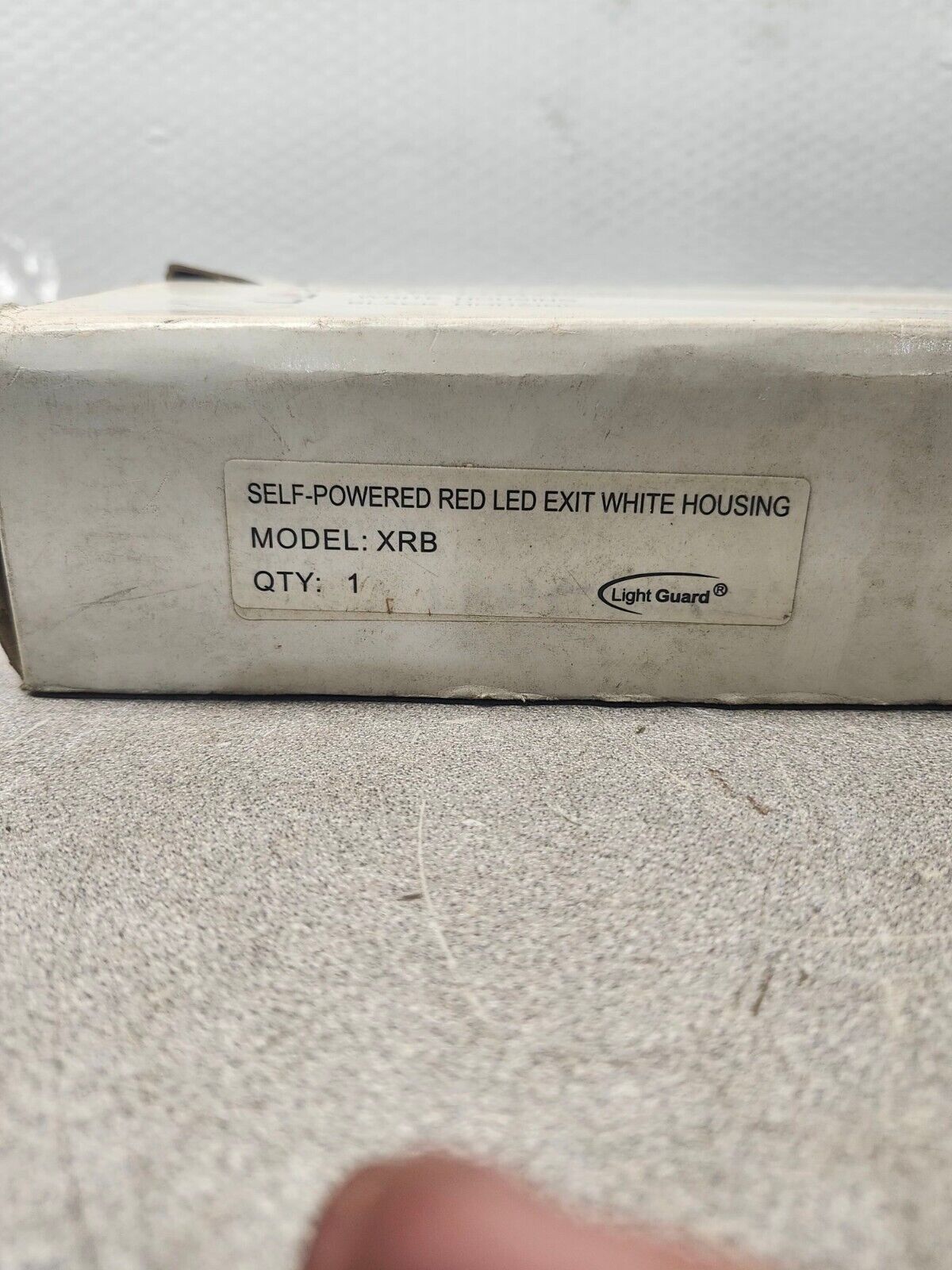 NEW IN BOX LIGHT GUARD SELF-POWERED RED LED EXIT WHITE HOUSING XRB