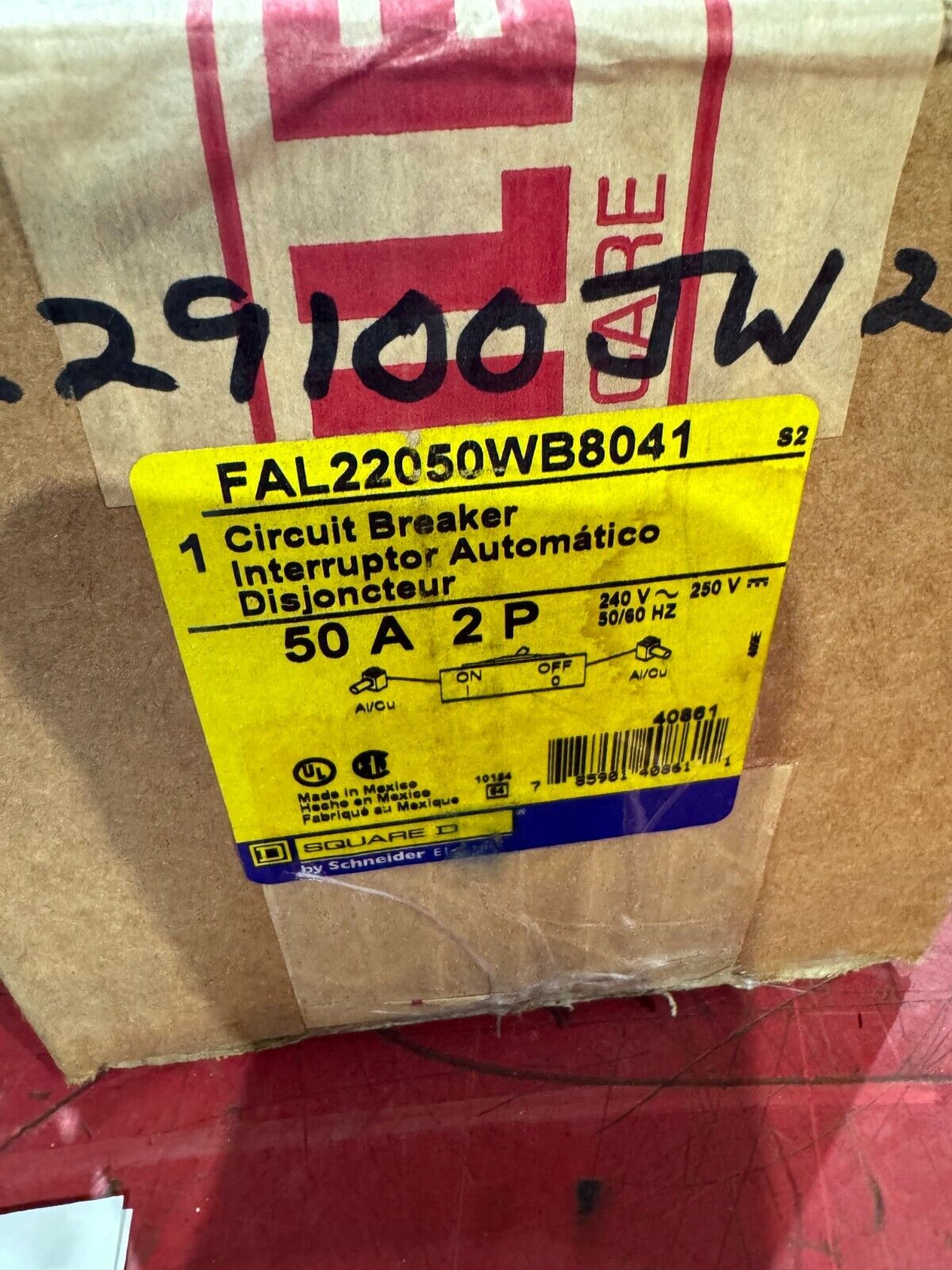 NEW IN BOX SQUARE D CIRCUIT BREAKER 50AMP 2 POLE FAL22050WB8041