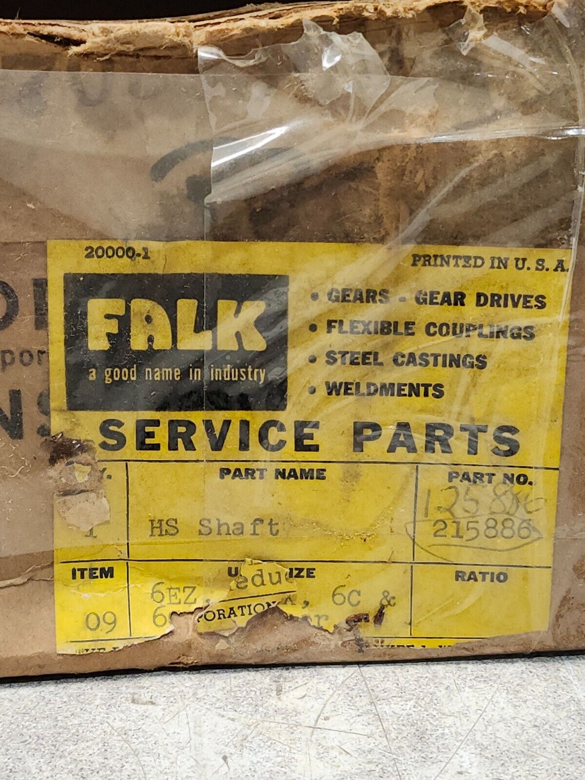 NEW IN BOX FALK HS SHAFT 215886