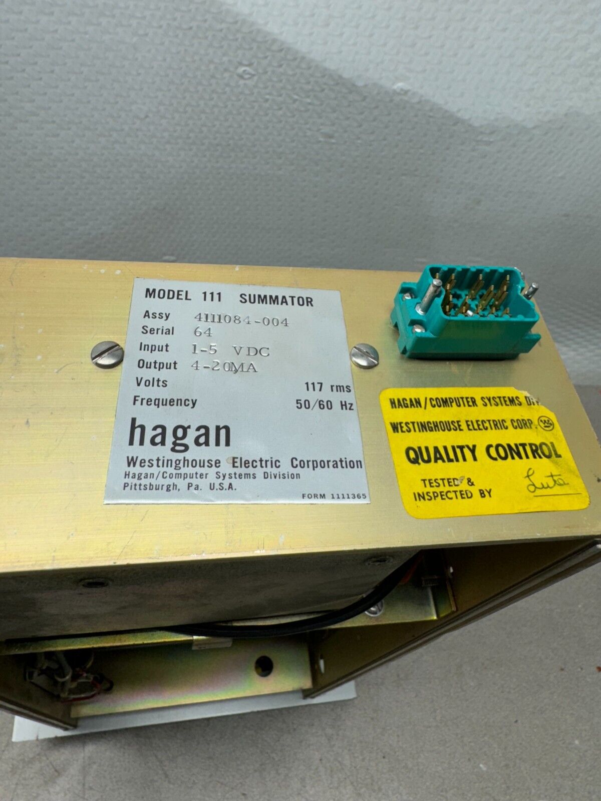 NEW SURPLUS WESTINGHOUSE HAGAN MODEL 111 SUMMATOR 4111084-004
