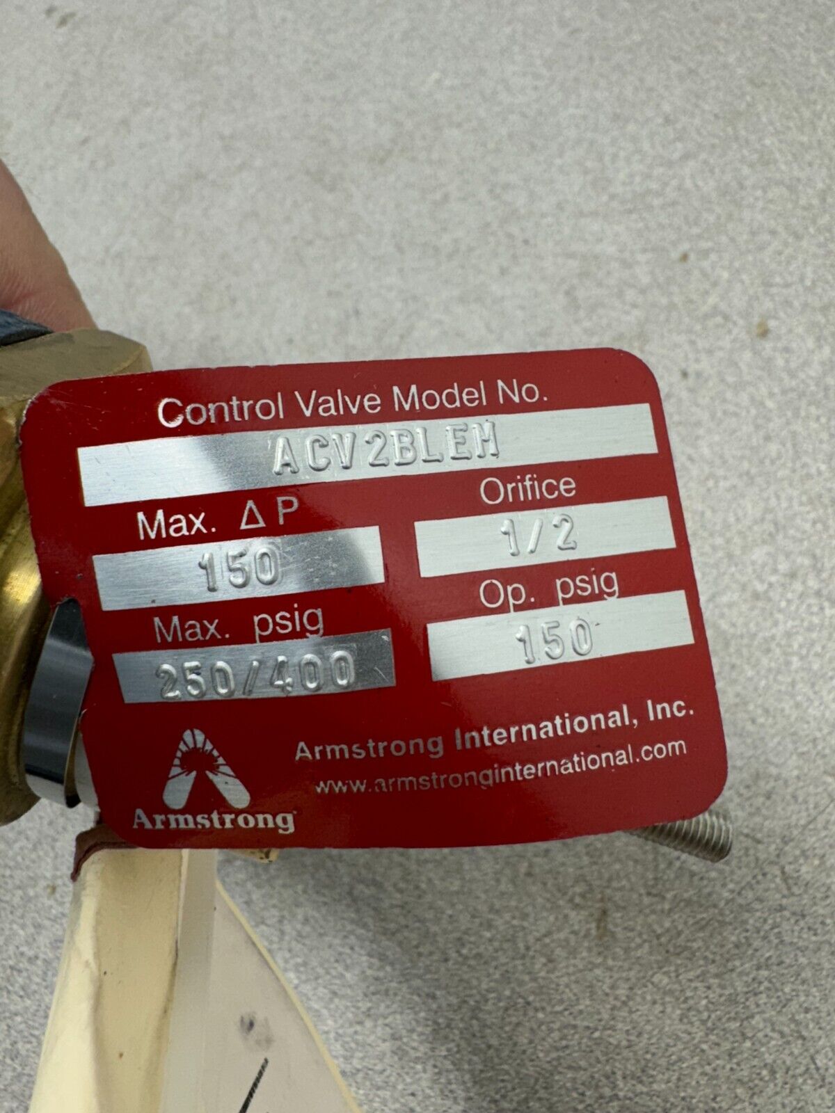 NEW ARMSTRONG 1/2" ORFICE VALVE ACV2BLEM *NO COIL*