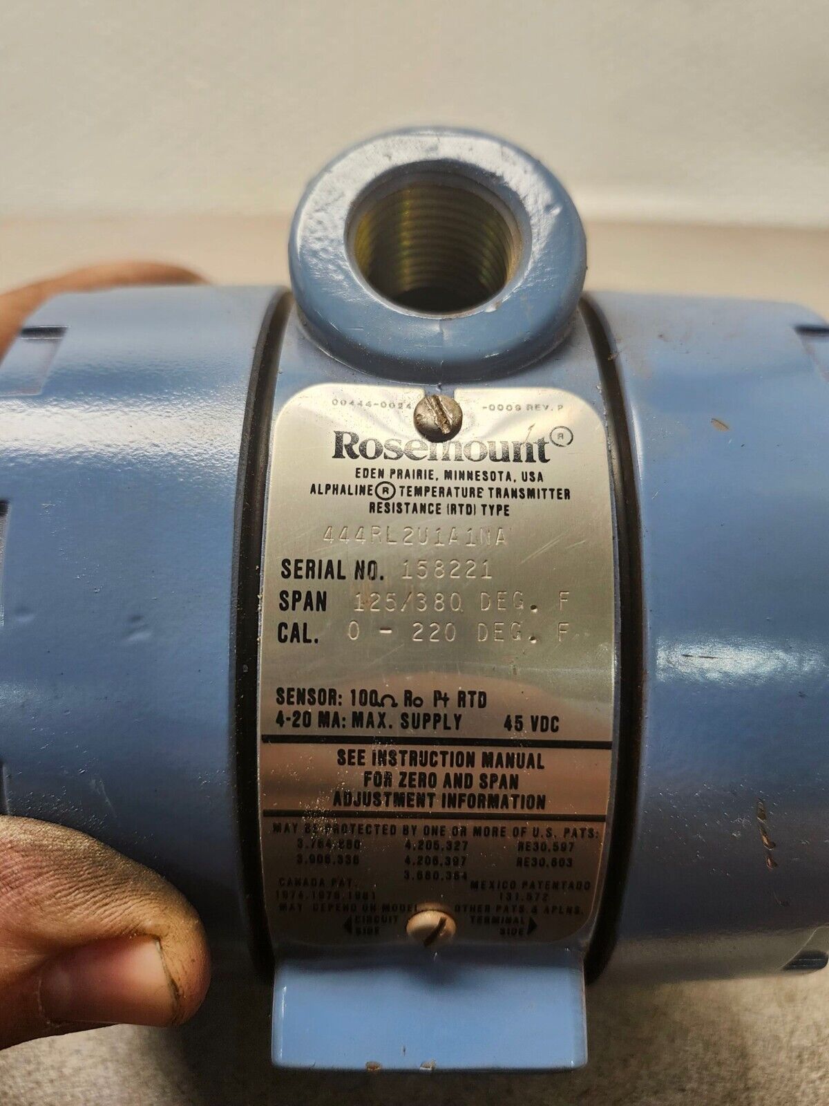 USED ROSEMOUNT TEMP TRANSMITTER 4-20 MA, 45 VDC 444RL2U1A1NA