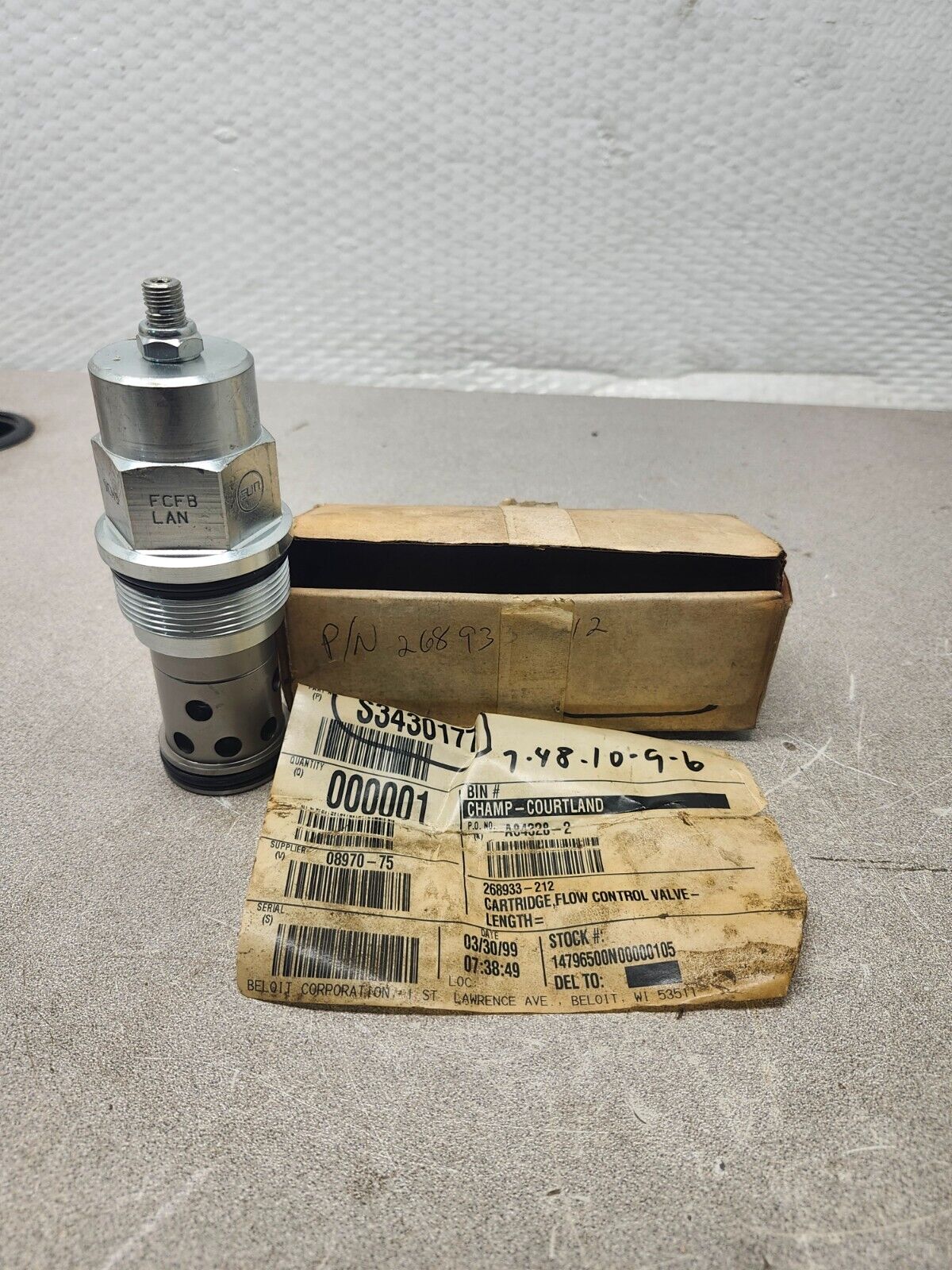 NEW IN BOX SUN CARTRIDGE FLOW CONTROL VALVE FCFB LAN 9CH9
