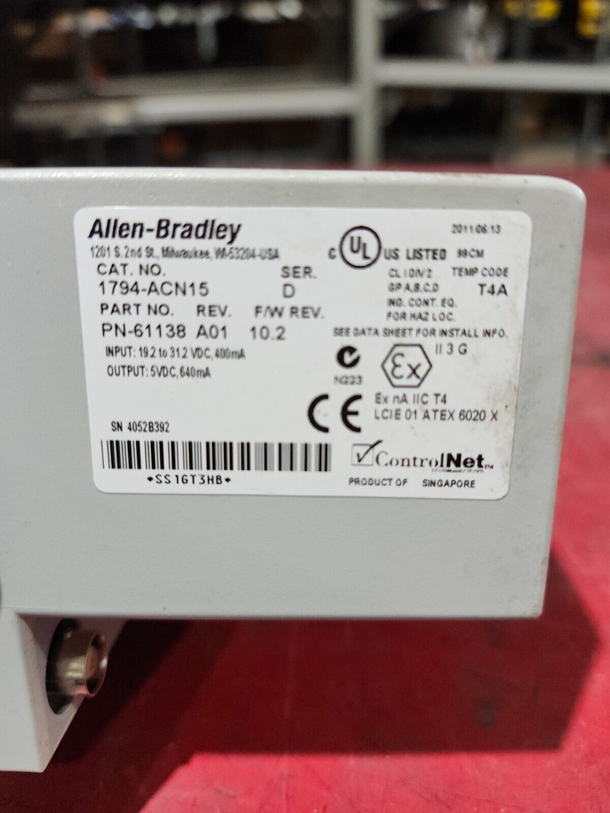 USED ALLEN BRADLEY CONTROL NET ADAPTER 1794-ACN15
