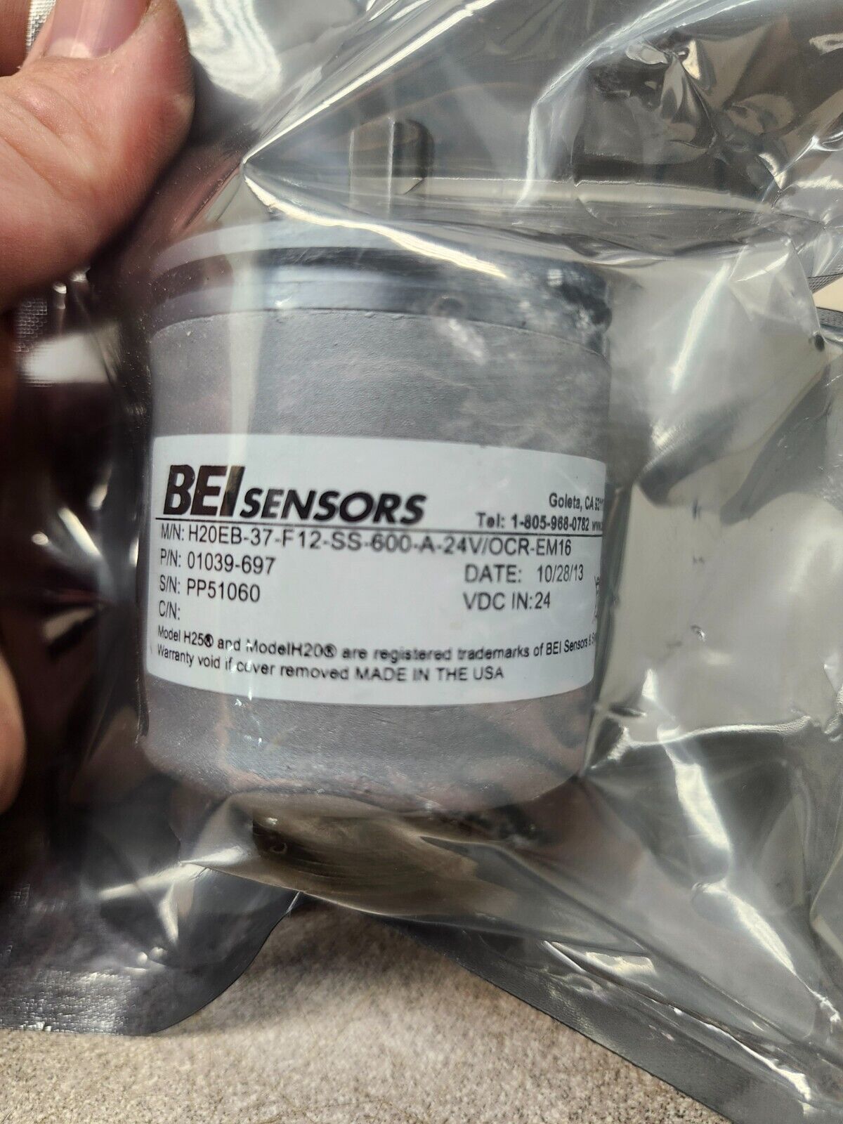 NEW IN BAG BEI INDUSTRIAL ENDCODER SENSOR H20EB-37-F12-SS-600-A-24V/OCR-EM16