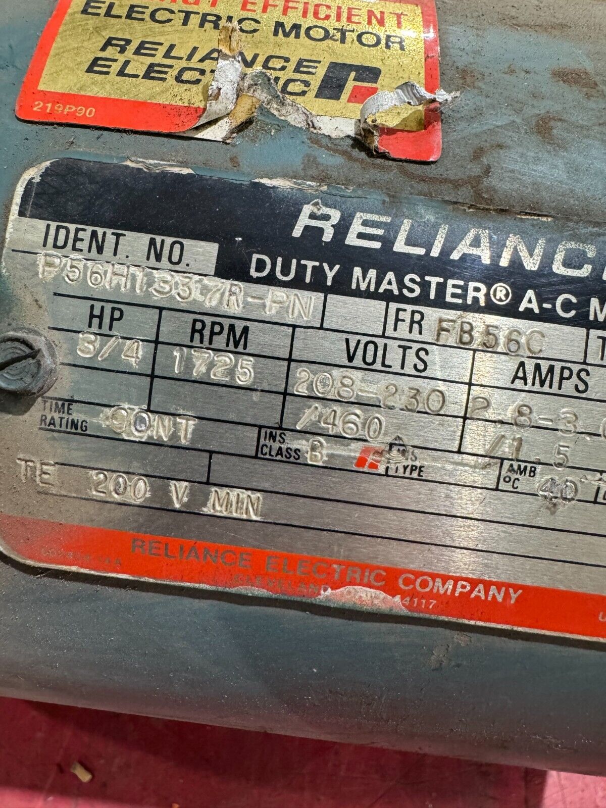 USED RELIANCE 3/4HP MOTOR 1725RPM WITH ACTIONJAC 2.5MSJ-UP 5