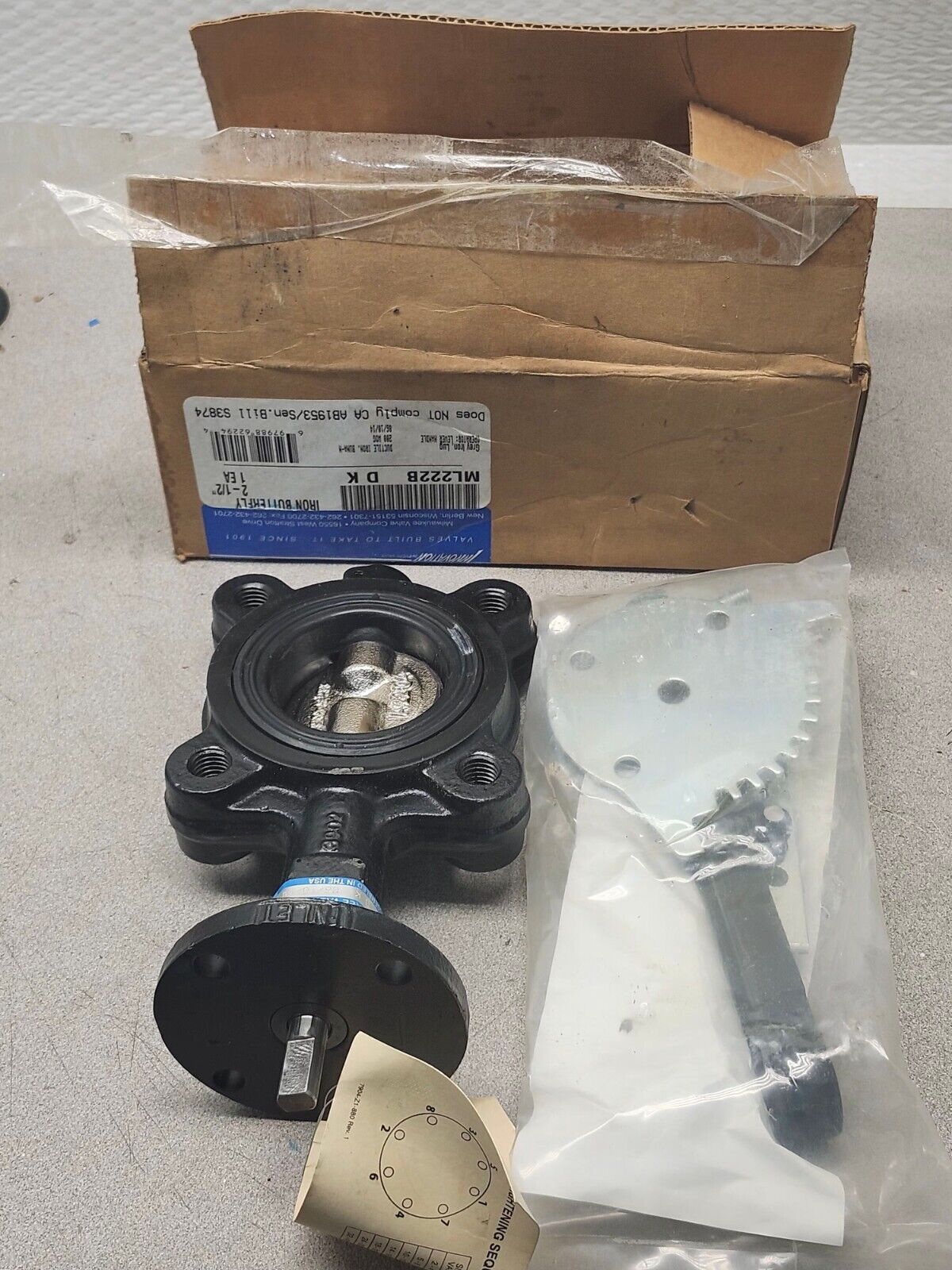 NEW IN BOX MILWAUKEE 2-1/2" BUTTERFLY VALVE ML222B DK