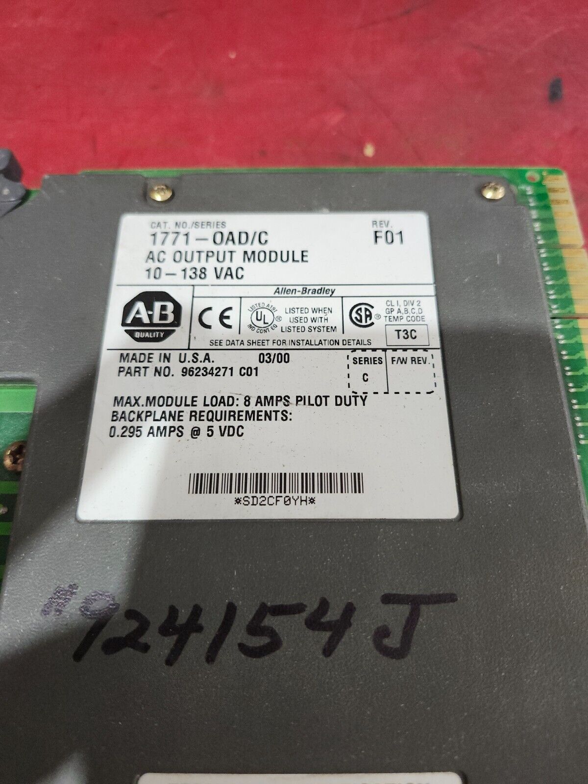 USED ALLEN-BRADLEY AC OUTPUT MODULE 10-138 VAC 1771-0AD