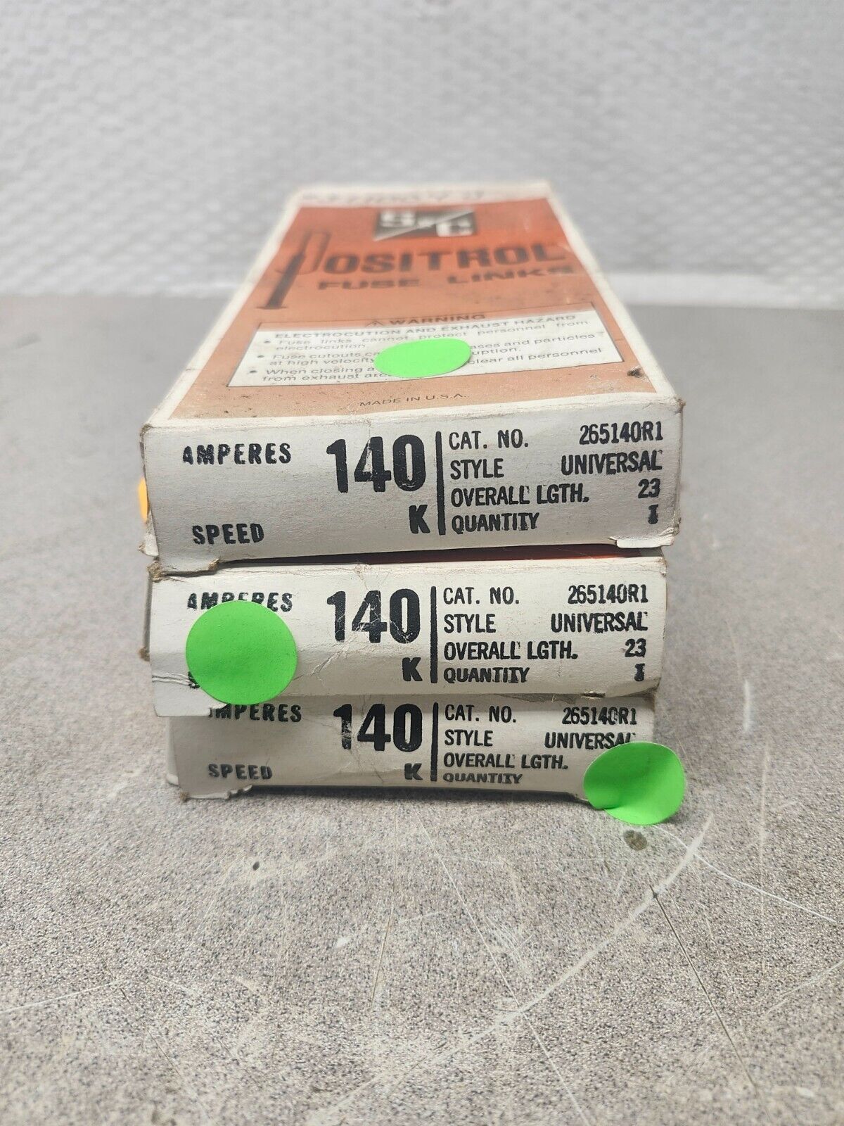 NEW LOT OF 3 S & C Positro Fuse Links; 140 A, Speed K, Universal, 23” 265140R1