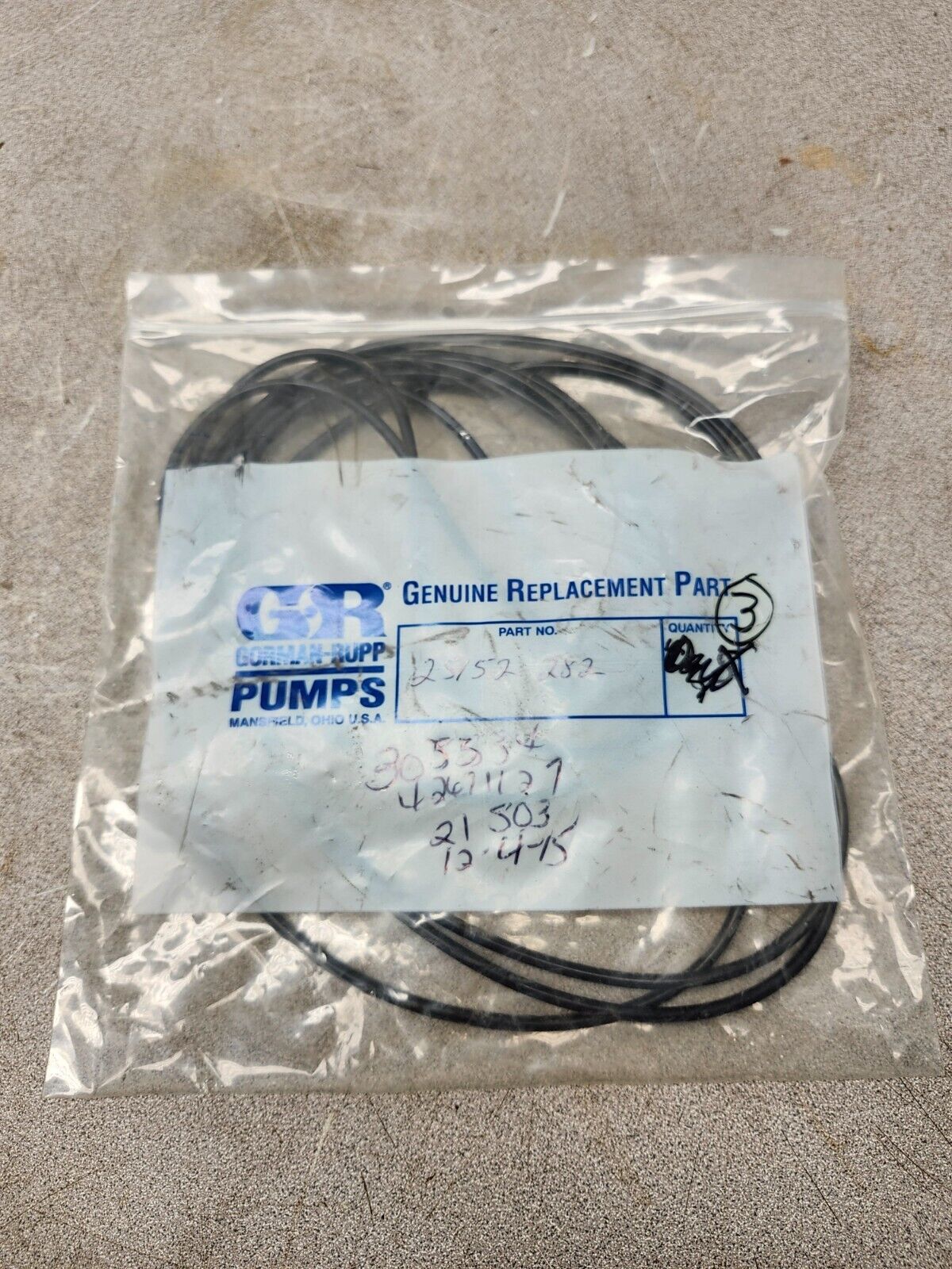 NEW IN BAG LOT OF 3 GORMAN-RUPP O-Ring BUNA 25152-282