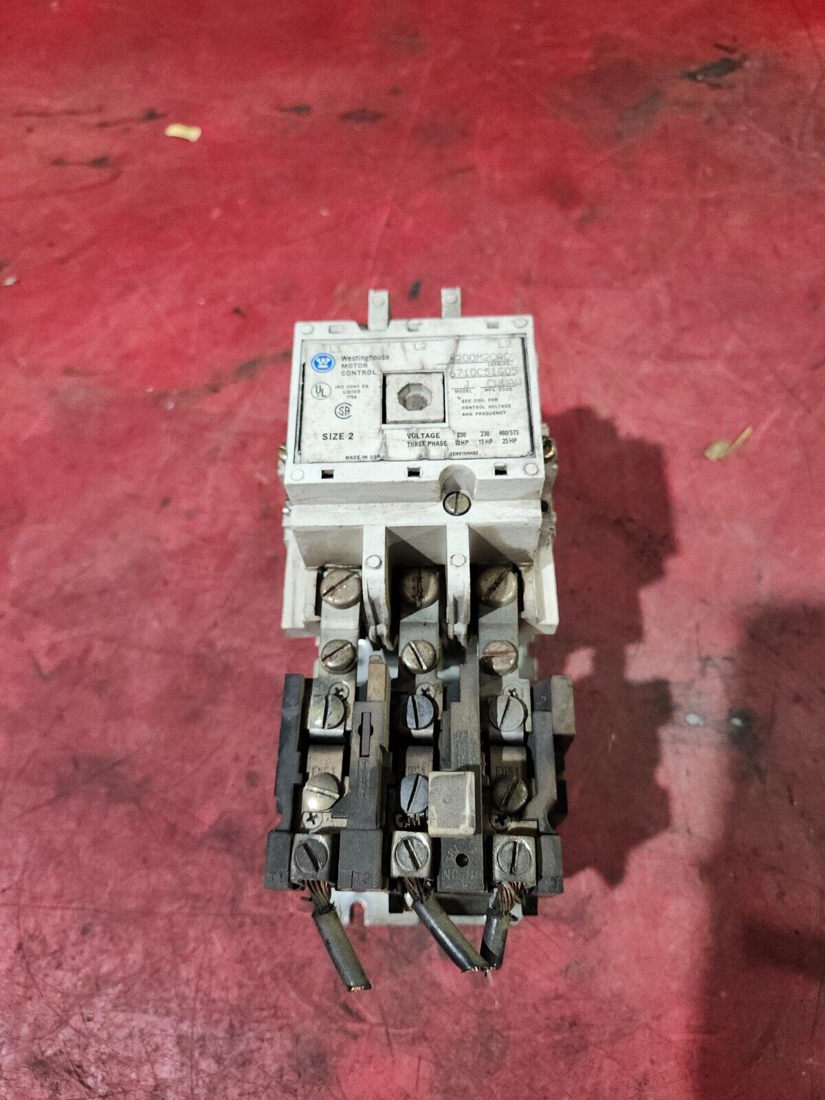 USED WESTINGHOUSE MOTOR CONTROL SIZE 2, 3-POLES A200M2CAC W/ THERMAL RELAY BAI3A